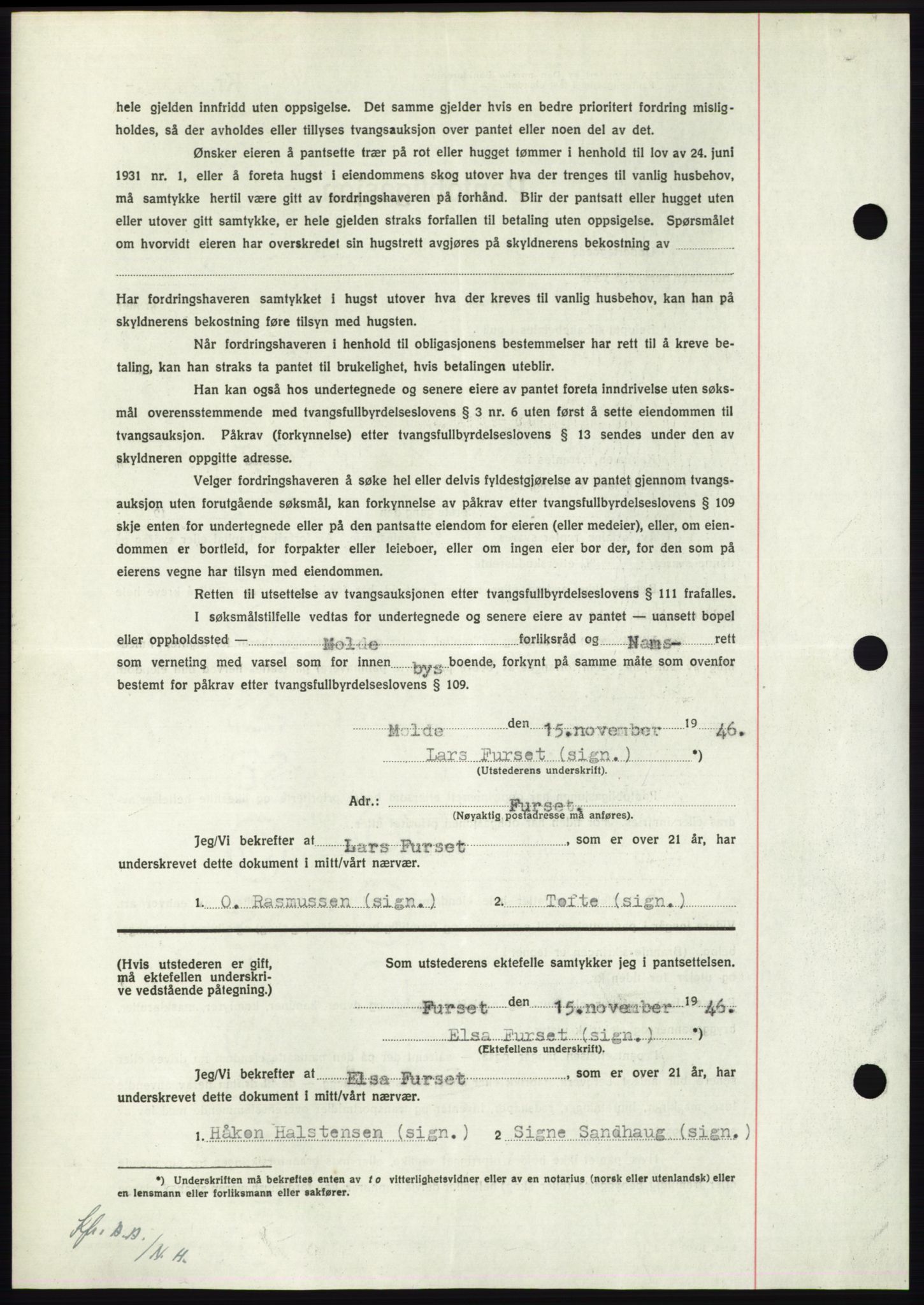 Nordmøre sorenskriveri, AV/SAT-A-4132/1/2/2Ca: Pantebok nr. B95, 1946-1947, Dagboknr: 2415/1946