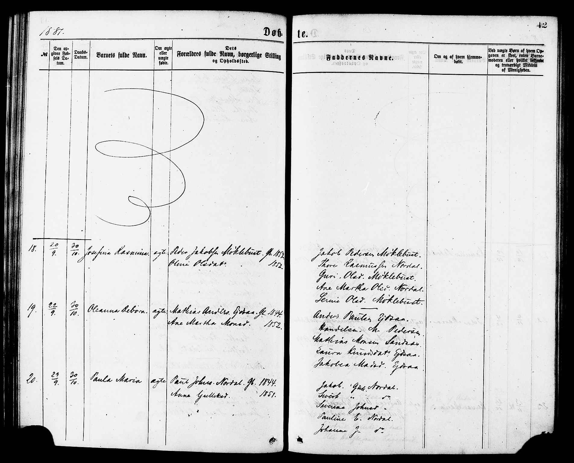 Ministerialprotokoller, klokkerbøker og fødselsregistre - Møre og Romsdal, SAT/A-1454/502/L0024: Ministerialbok nr. 502A02, 1873-1884, s. 42