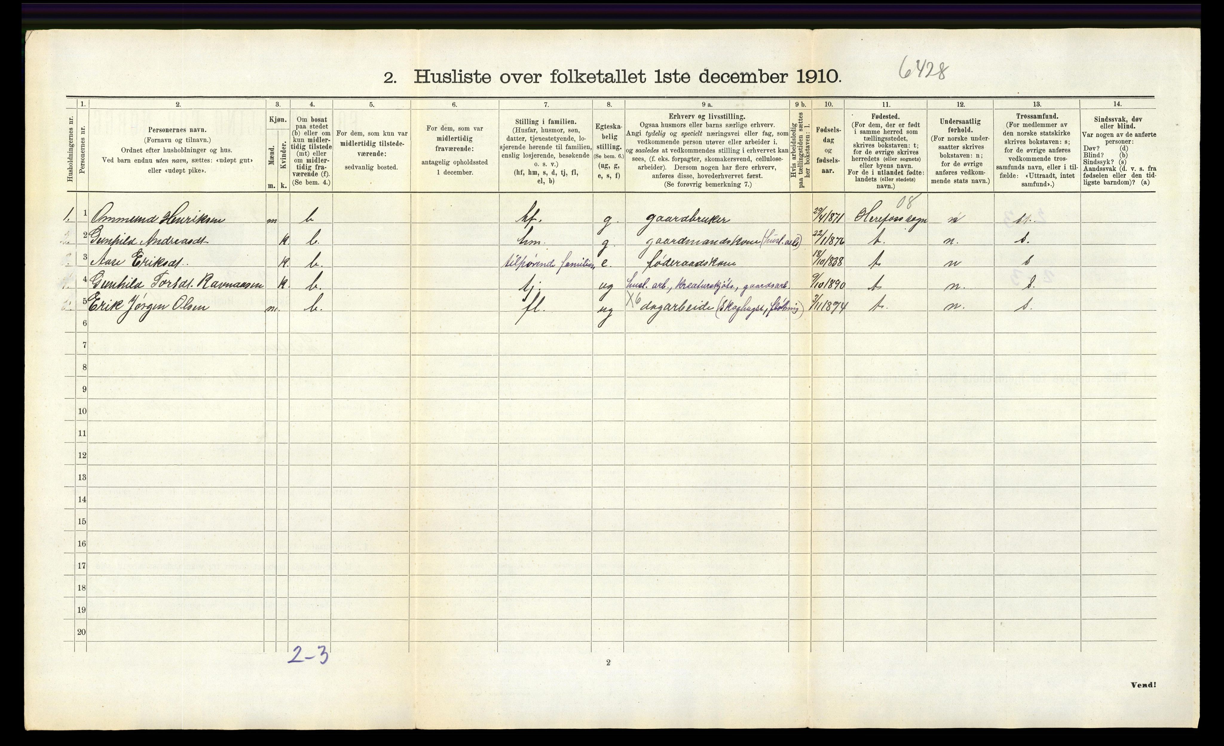 RA, Folketelling 1910 for 0919 Froland herred, 1910, s. 825