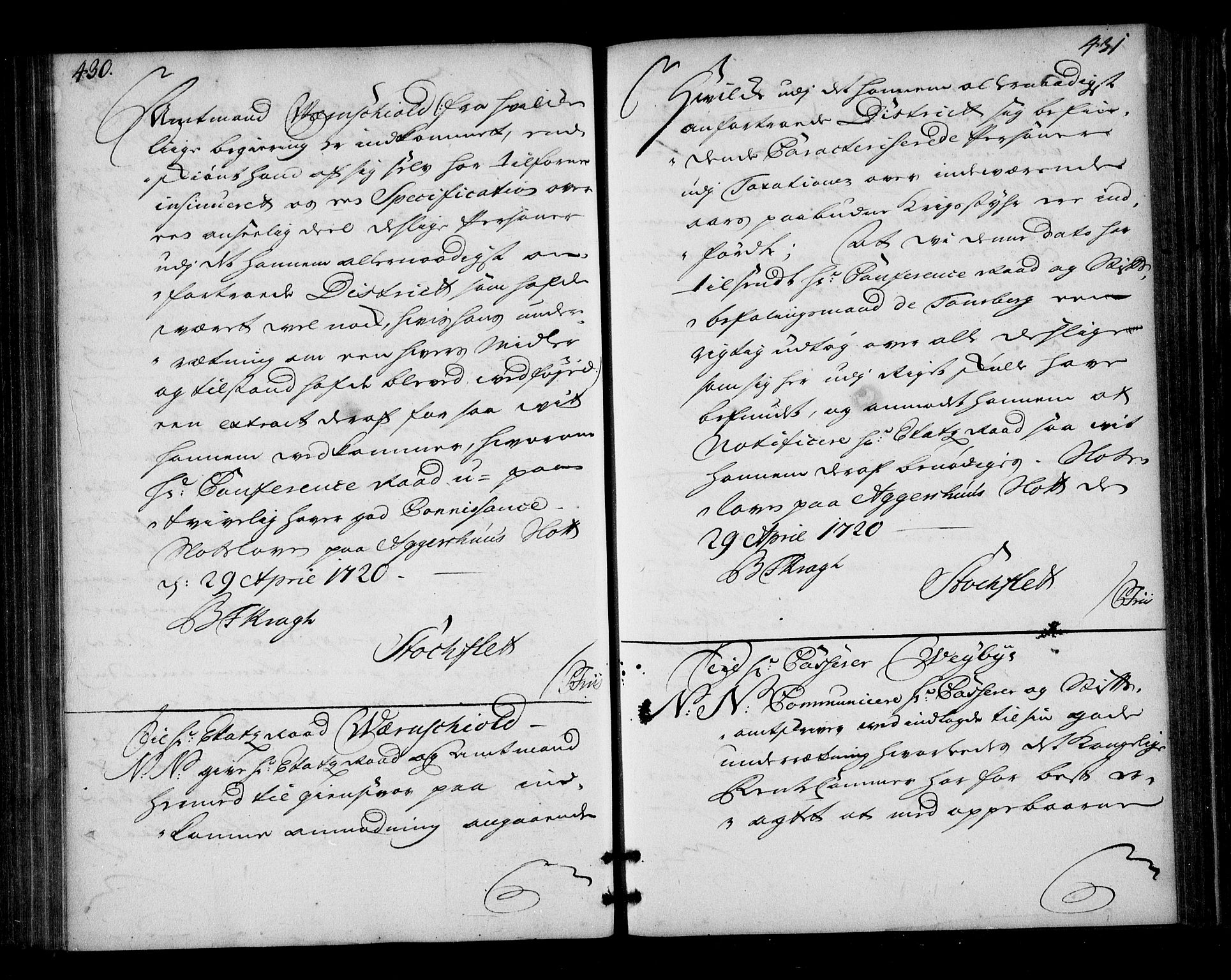 Stattholderembetet 1572-1771, AV/RA-EA-2870/Bd/L0012: Ordreprotokoll, 1719-1720, s. 430-431