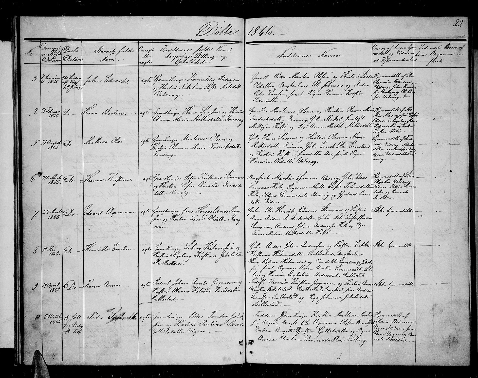 Tranøy sokneprestkontor, AV/SATØ-S-1313/I/Ia/Iab/L0003klokker: Klokkerbok nr. 3, 1861-1887, s. 22