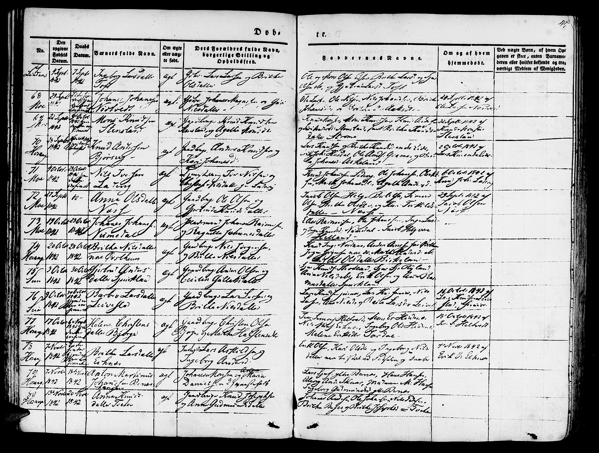 Hosanger sokneprestembete, AV/SAB-A-75801/H/Haa: Ministerialbok nr. A 7, 1835-1848, s. 45