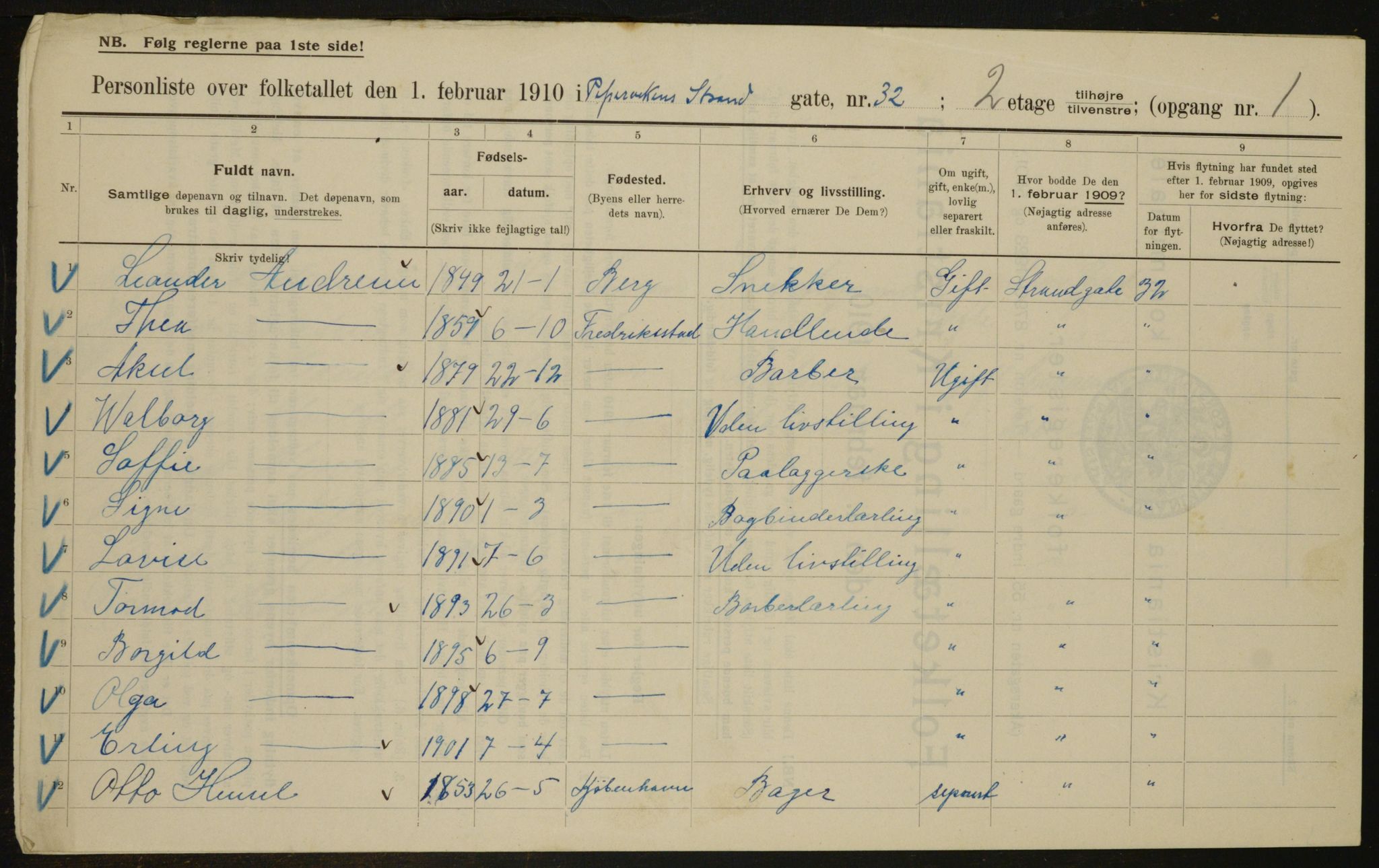 OBA, Kommunal folketelling 1.2.1910 for Kristiania, 1910, s. 98630