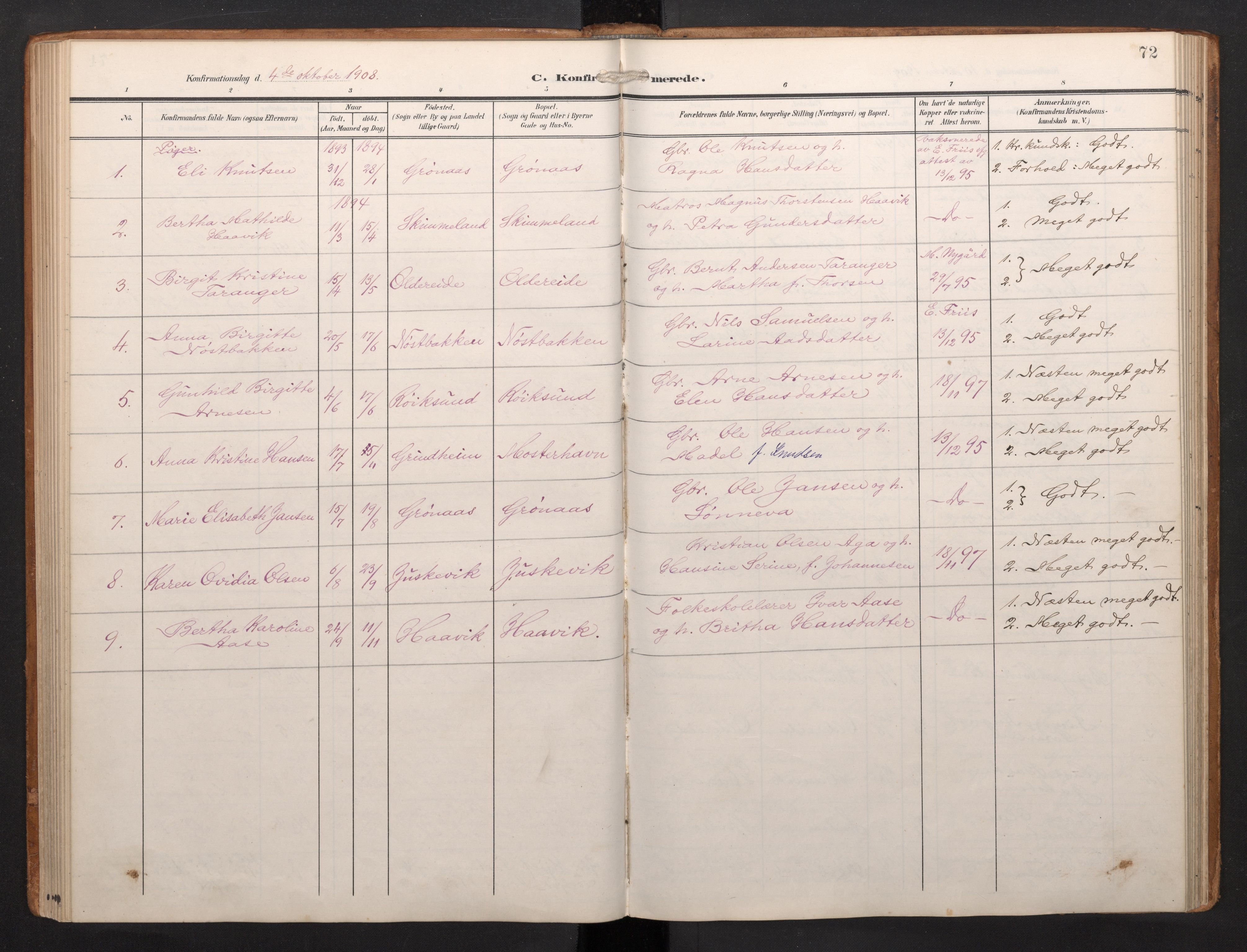 Finnås sokneprestembete, AV/SAB-A-99925/H/Ha/Haa/Haab/L0003: Ministerialbok nr. B 3, 1907-1923, s. 72