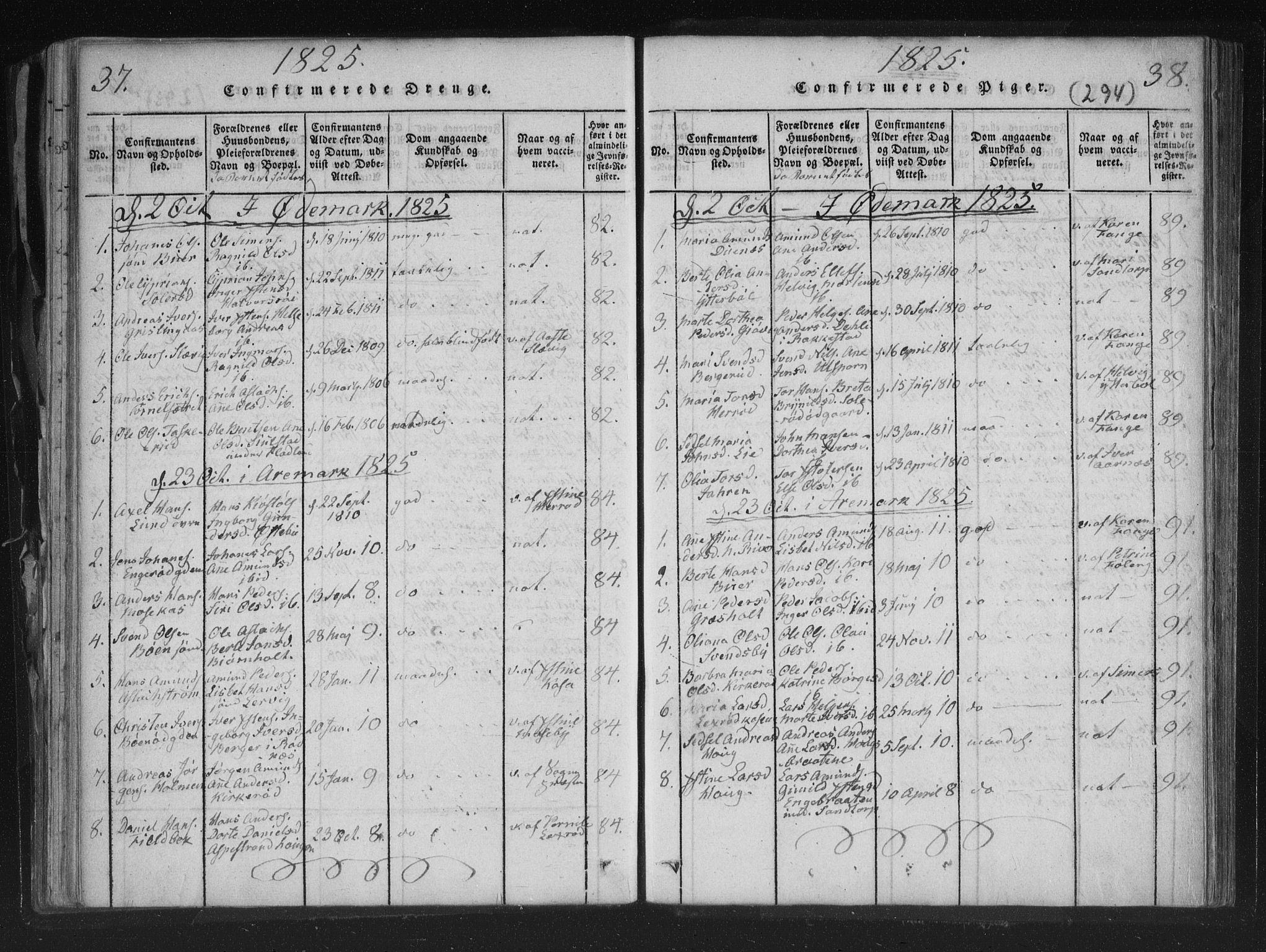Aremark prestekontor Kirkebøker, AV/SAO-A-10899/F/Fc/L0001: Ministerialbok nr. III 1, 1814-1834, s. 37-38