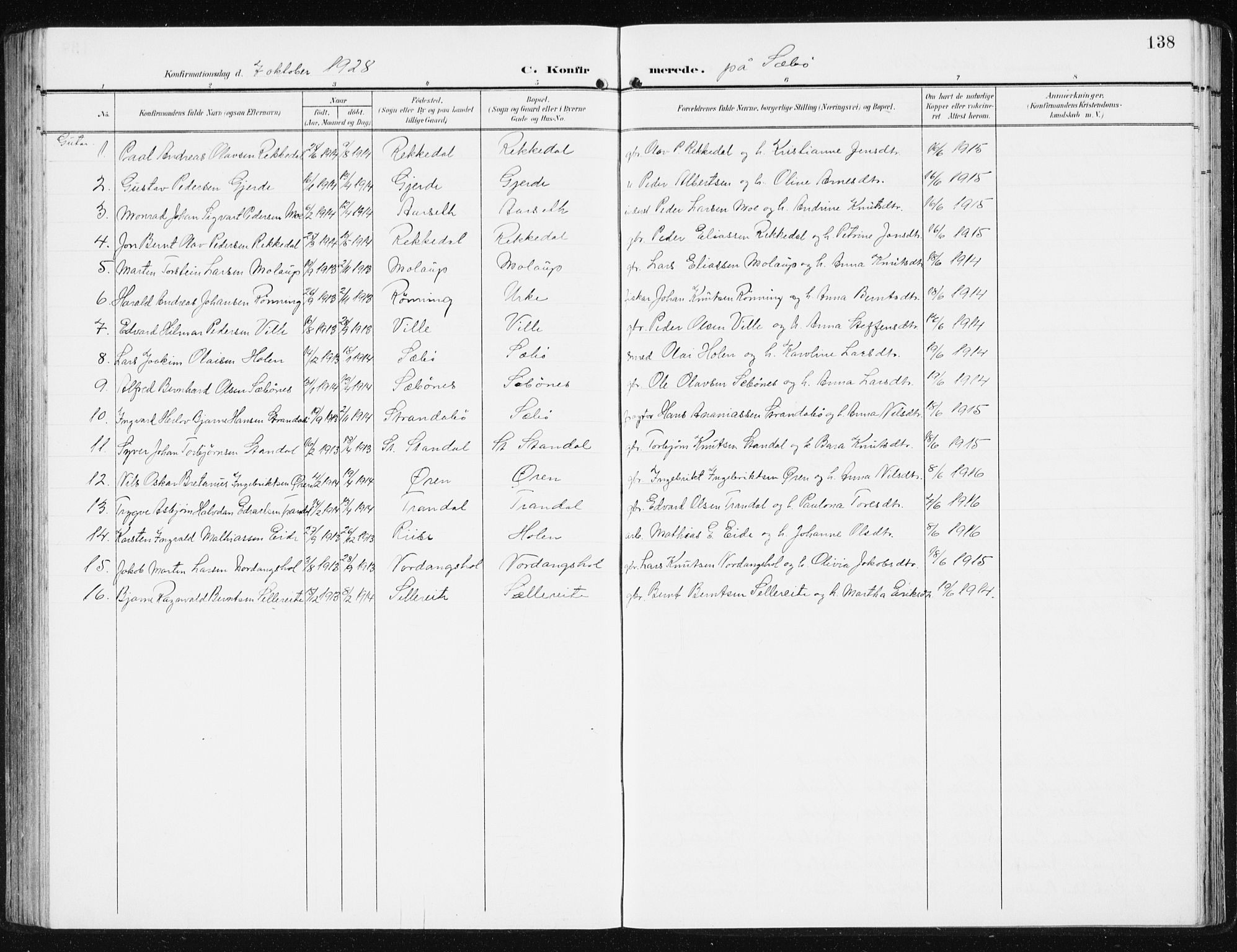 Ministerialprotokoller, klokkerbøker og fødselsregistre - Møre og Romsdal, AV/SAT-A-1454/515/L0216: Klokkerbok nr. 515C03, 1906-1941, s. 138