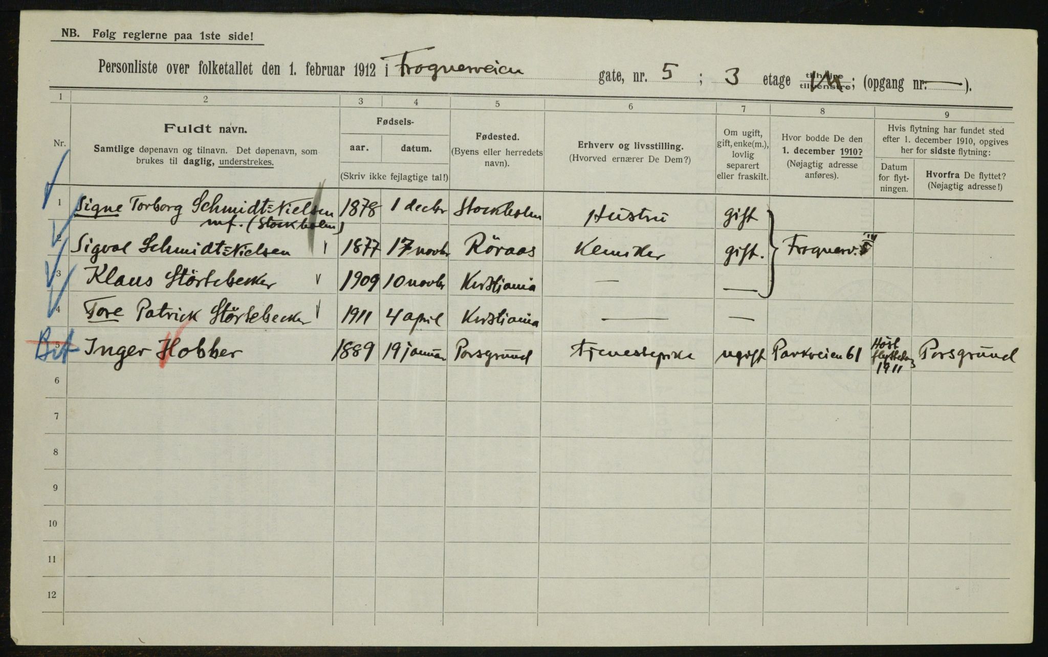 OBA, Kommunal folketelling 1.2.1912 for Kristiania, 1912, s. 27020