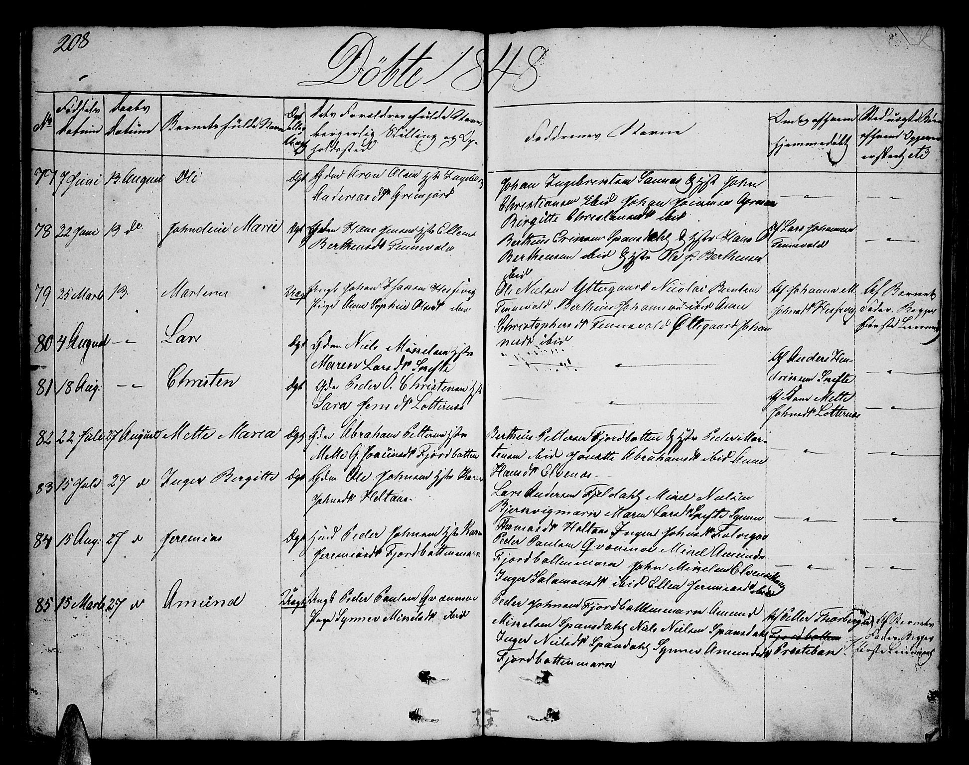 Ibestad sokneprestembete, AV/SATØ-S-0077/H/Ha/Hab/L0003klokker: Klokkerbok nr. 3, 1833-1852, s. 208