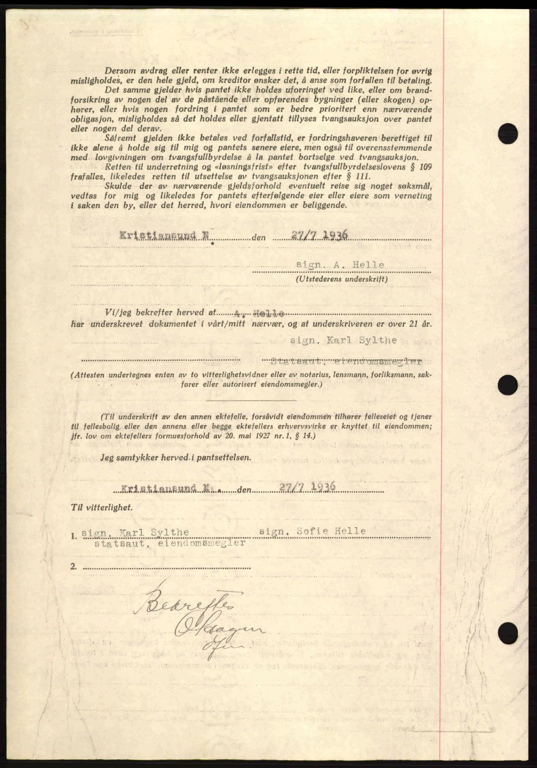 Kristiansund byfogd, AV/SAT-A-4587/A/27: Pantebok nr. 29, 1936-1937, Dagboknr: 453/1936