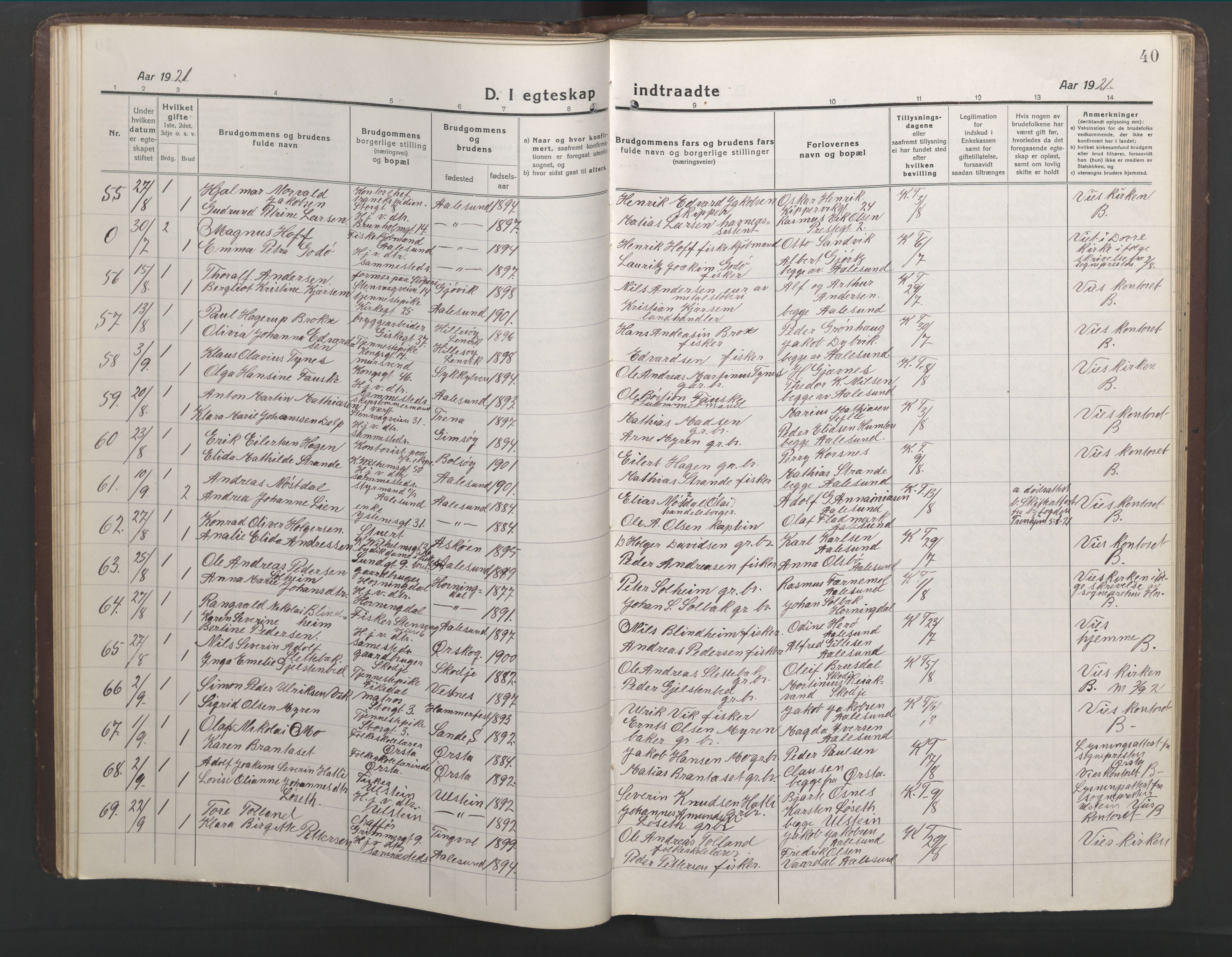 Ministerialprotokoller, klokkerbøker og fødselsregistre - Møre og Romsdal, AV/SAT-A-1454/529/L0473: Klokkerbok nr. 529C10, 1918-1941, s. 40