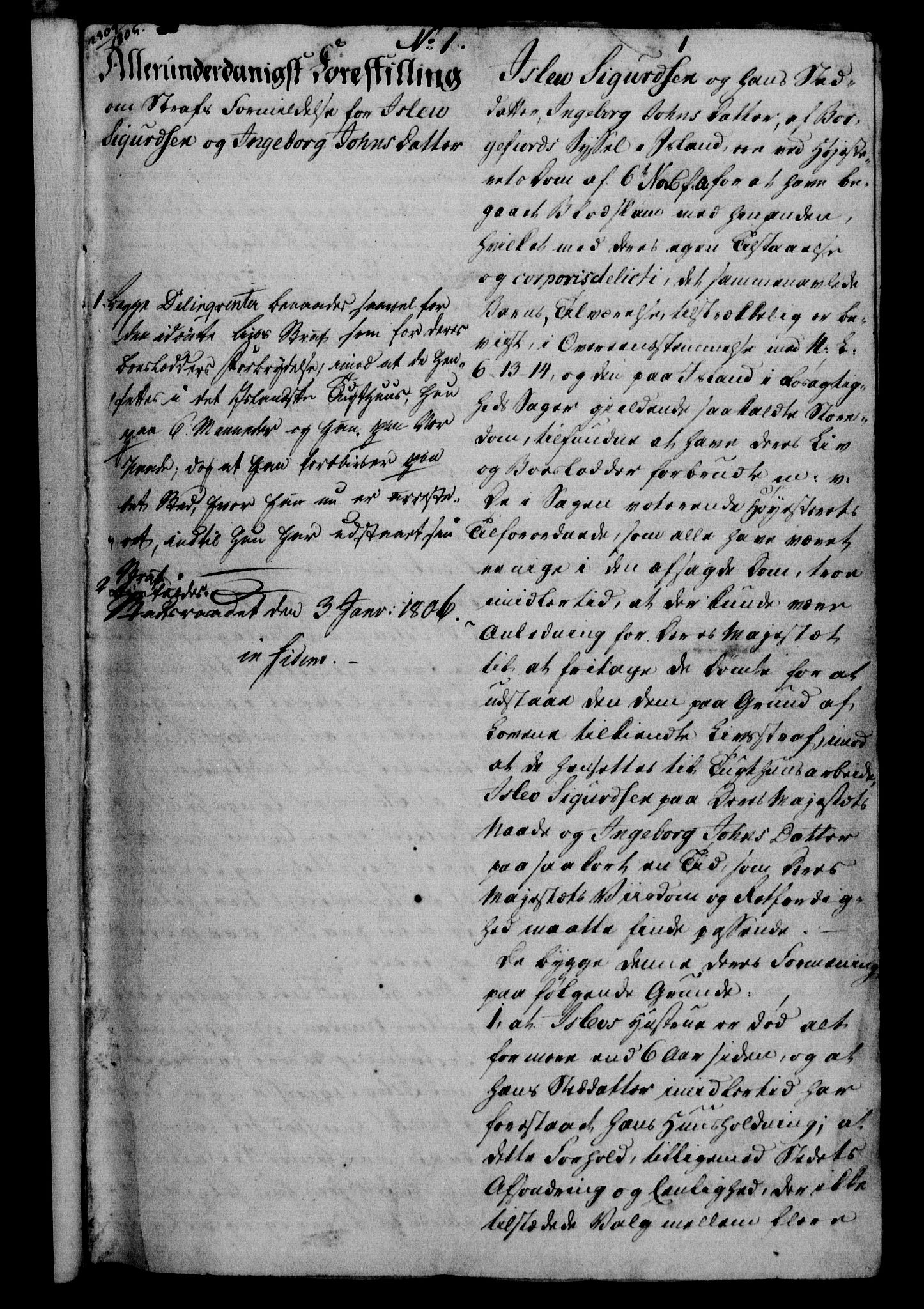 Danske Kanselli 1800-1814, AV/RA-EA-3024/H/Hf/Hfa/Hfab/L0007: Forestillinger, 1806
