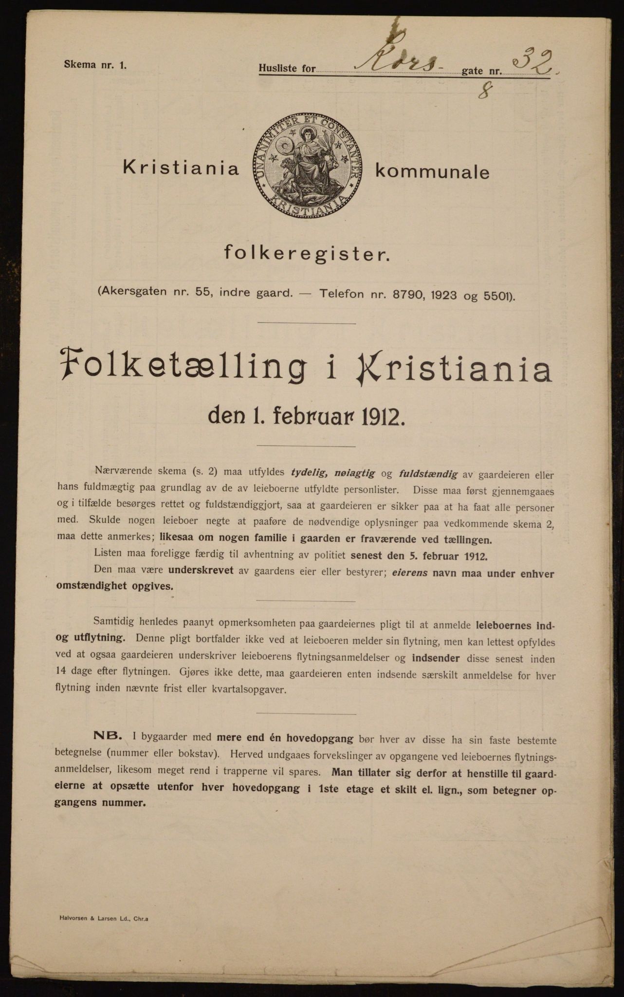 OBA, Kommunal folketelling 1.2.1912 for Kristiania, 1912, s. 54143