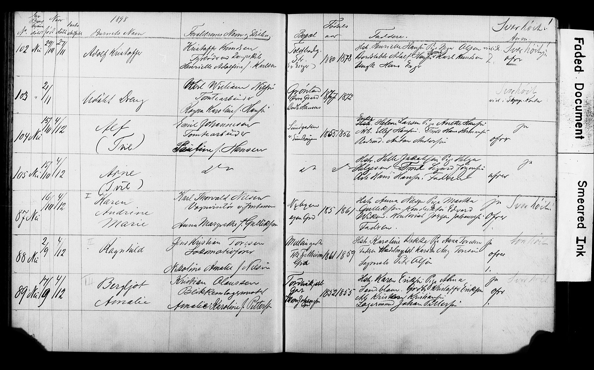 Strømsø kirkebøker, AV/SAKO-A-246/Y/Ya/L0005: Kladd til kirkebok nr. I 5, 1897-1903