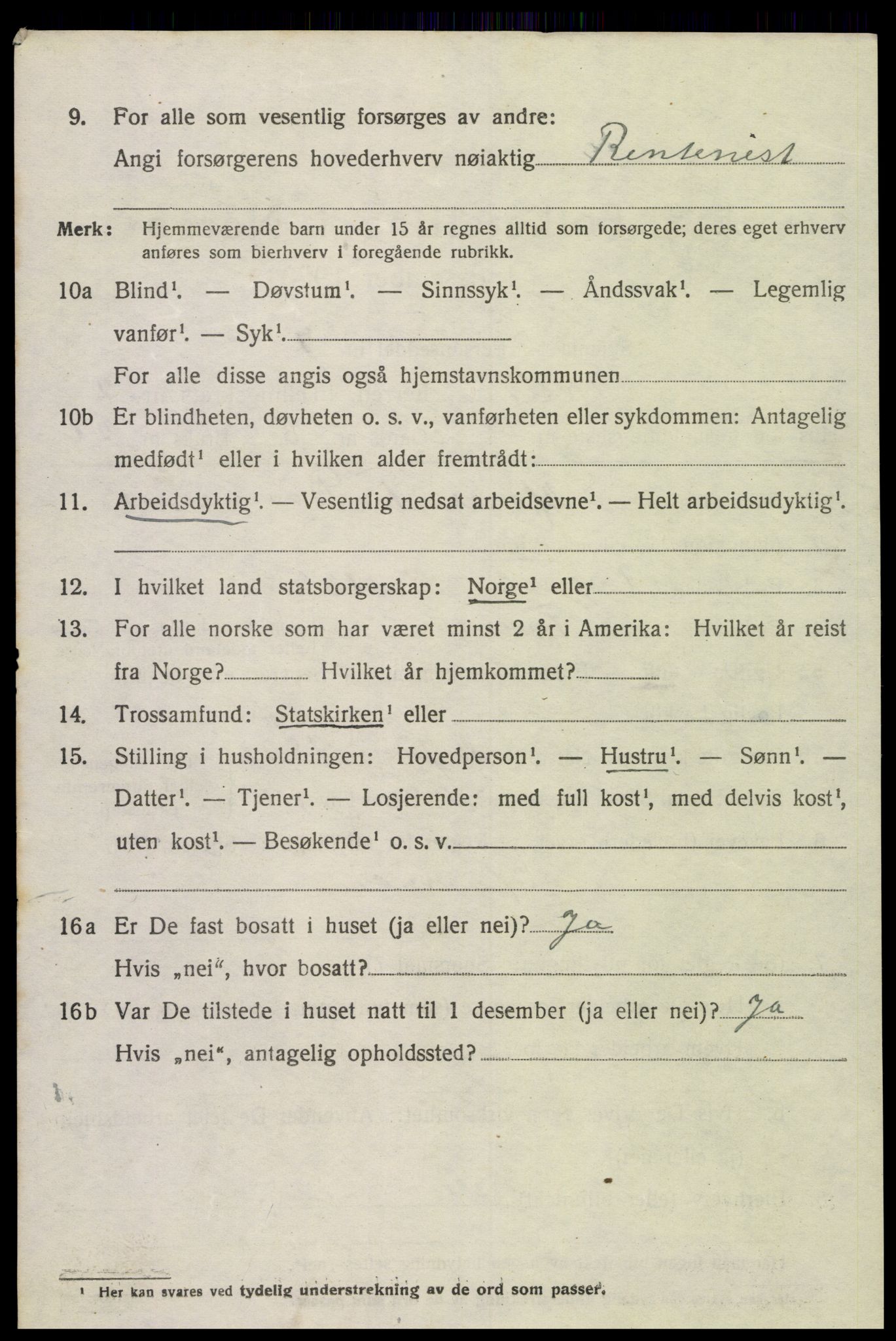 SAK, Folketelling 1920 for 1013 Tveit herred, 1920, s. 1263