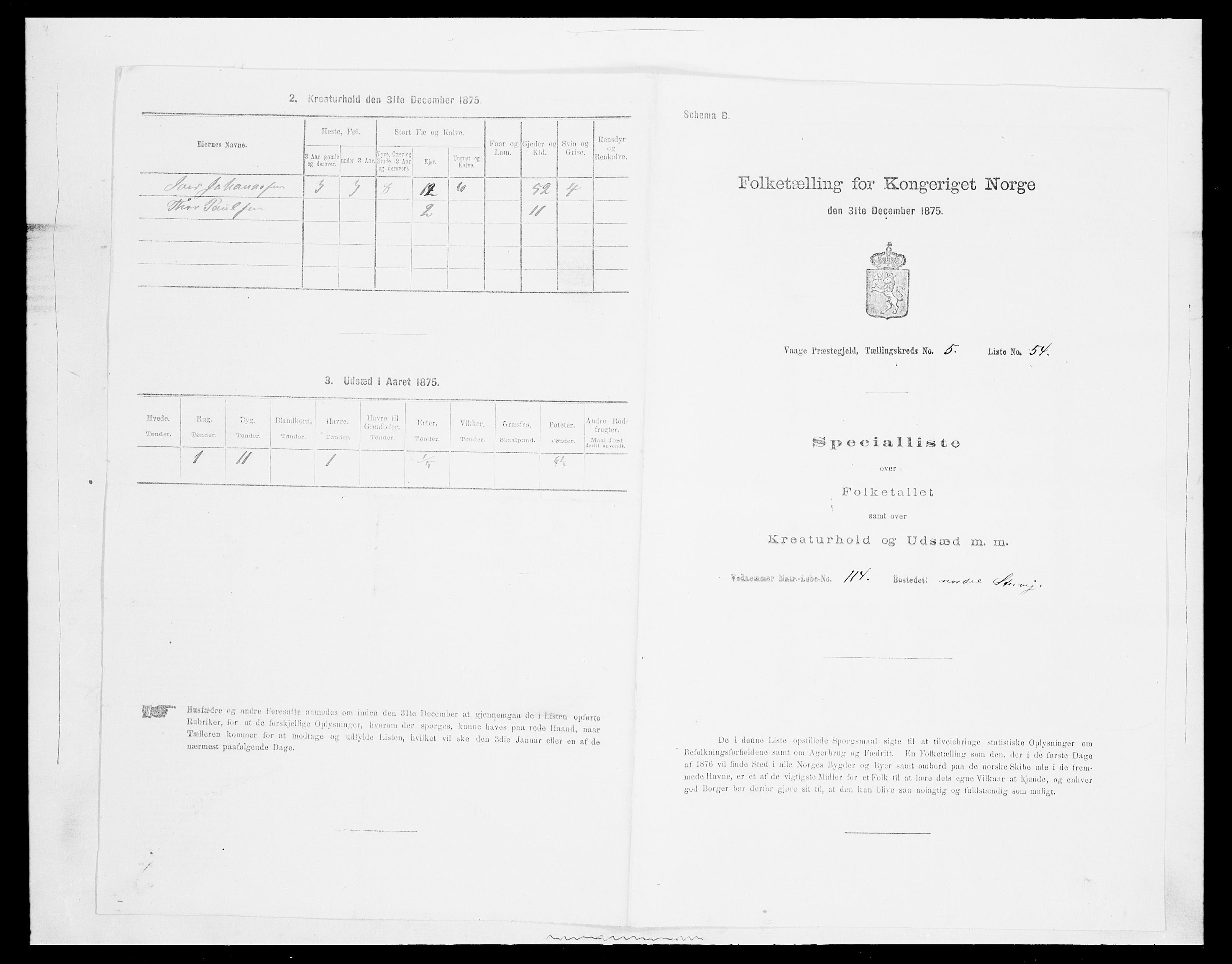 SAH, Folketelling 1875 for 0515P Vågå prestegjeld, 1875, s. 962