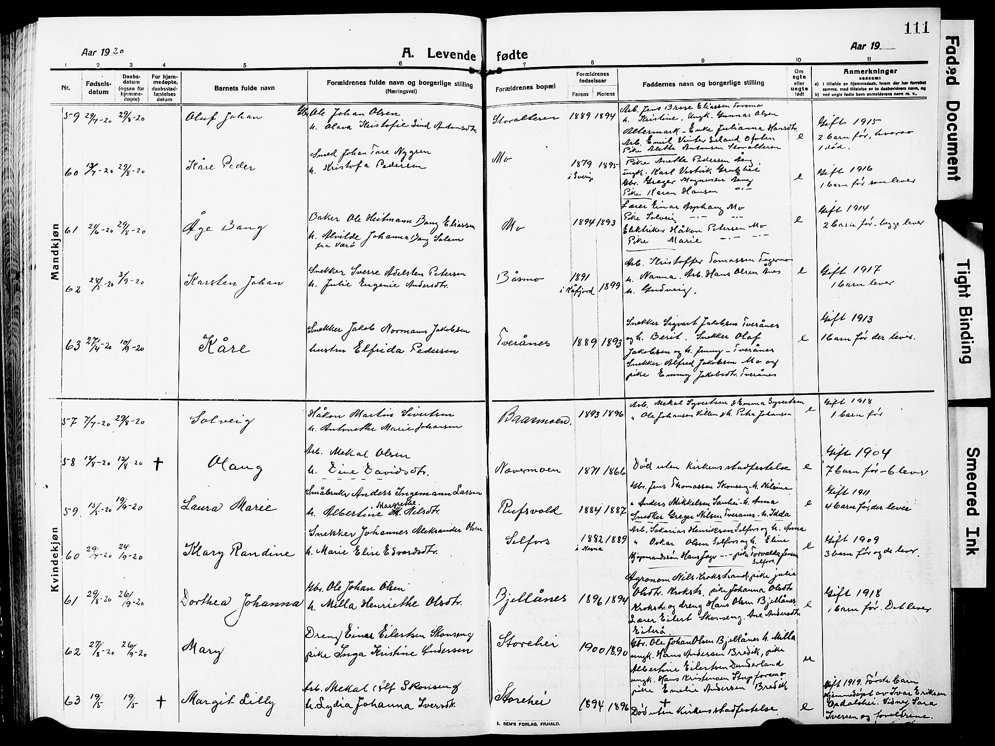 Ministerialprotokoller, klokkerbøker og fødselsregistre - Nordland, AV/SAT-A-1459/827/L0423: Klokkerbok nr. 827C12, 1912-1930, s. 111