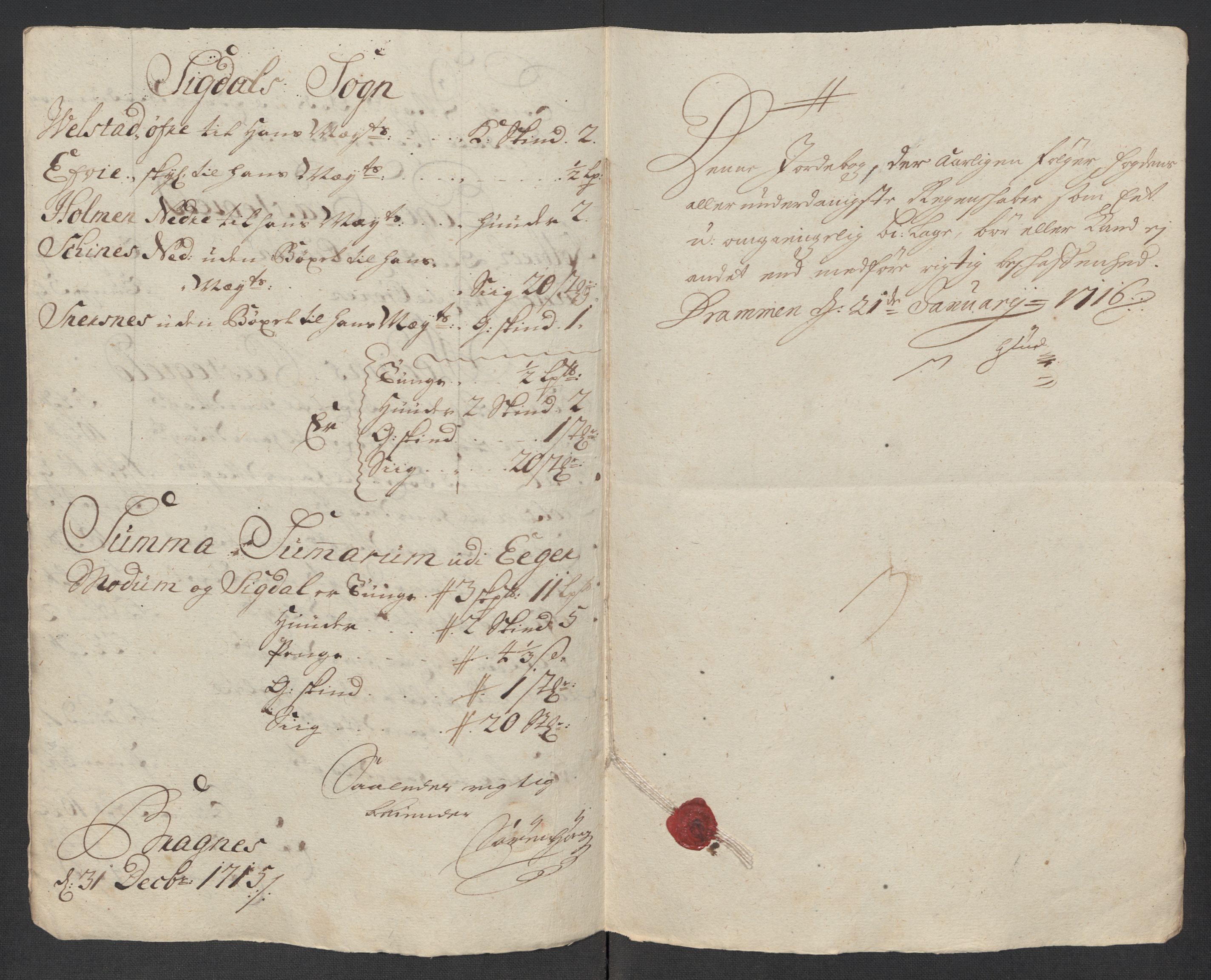 Rentekammeret inntil 1814, Reviderte regnskaper, Fogderegnskap, AV/RA-EA-4092/R31/L1710: Fogderegnskap Hurum, Røyken, Eiker, Lier og Buskerud, 1715-1716, s. 100