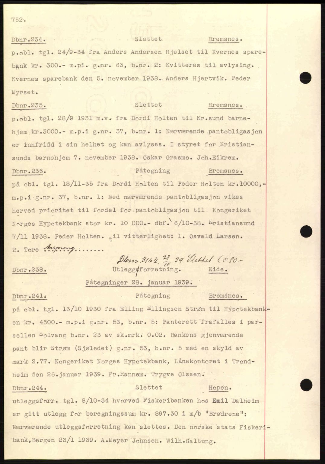 Nordmøre sorenskriveri, SAT/A-4132/1/2/2Ca: Pantebok nr. C80, 1936-1939, Dagboknr: 234/1939