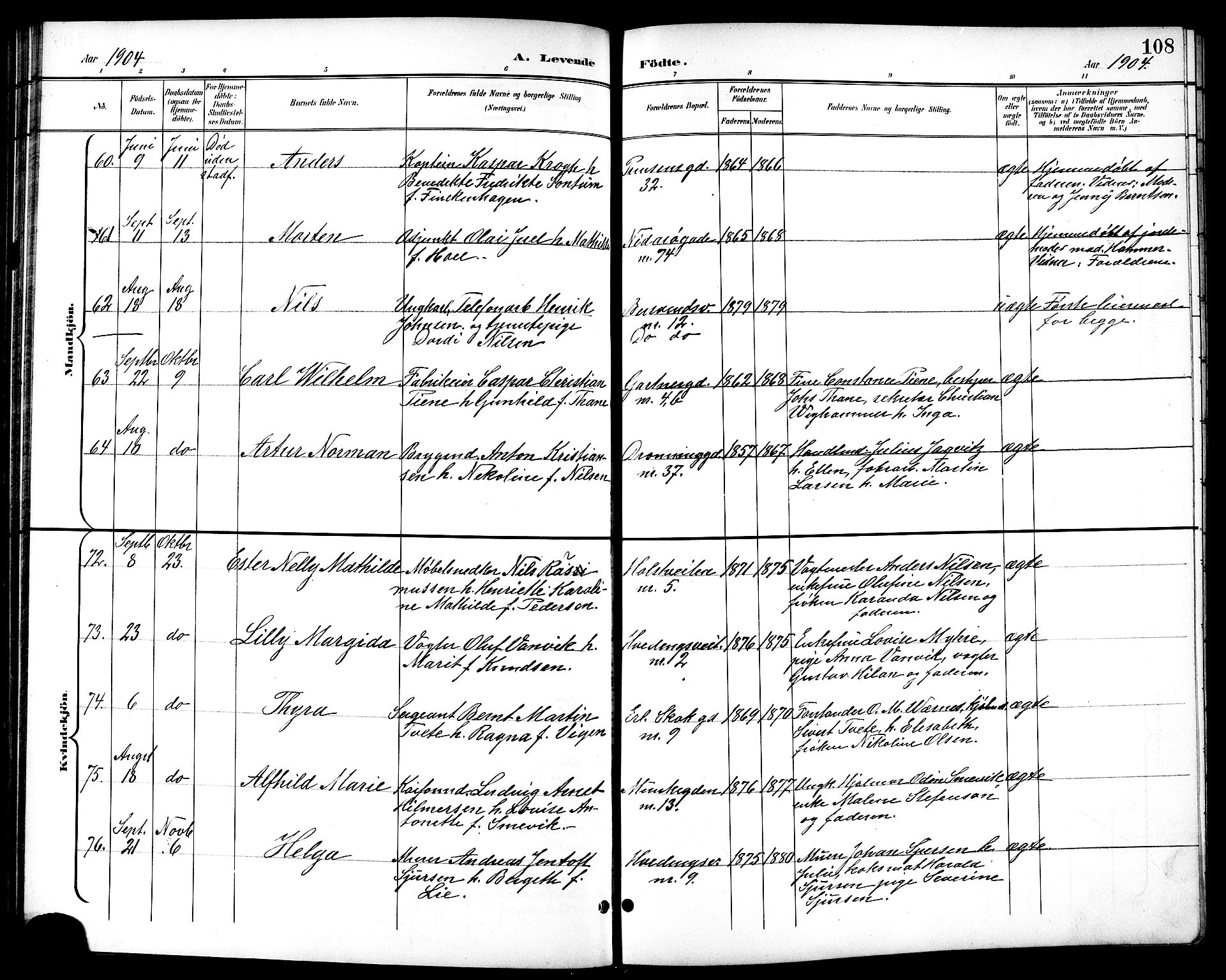 Ministerialprotokoller, klokkerbøker og fødselsregistre - Sør-Trøndelag, AV/SAT-A-1456/601/L0094: Klokkerbok nr. 601C12, 1898-1911, s. 108