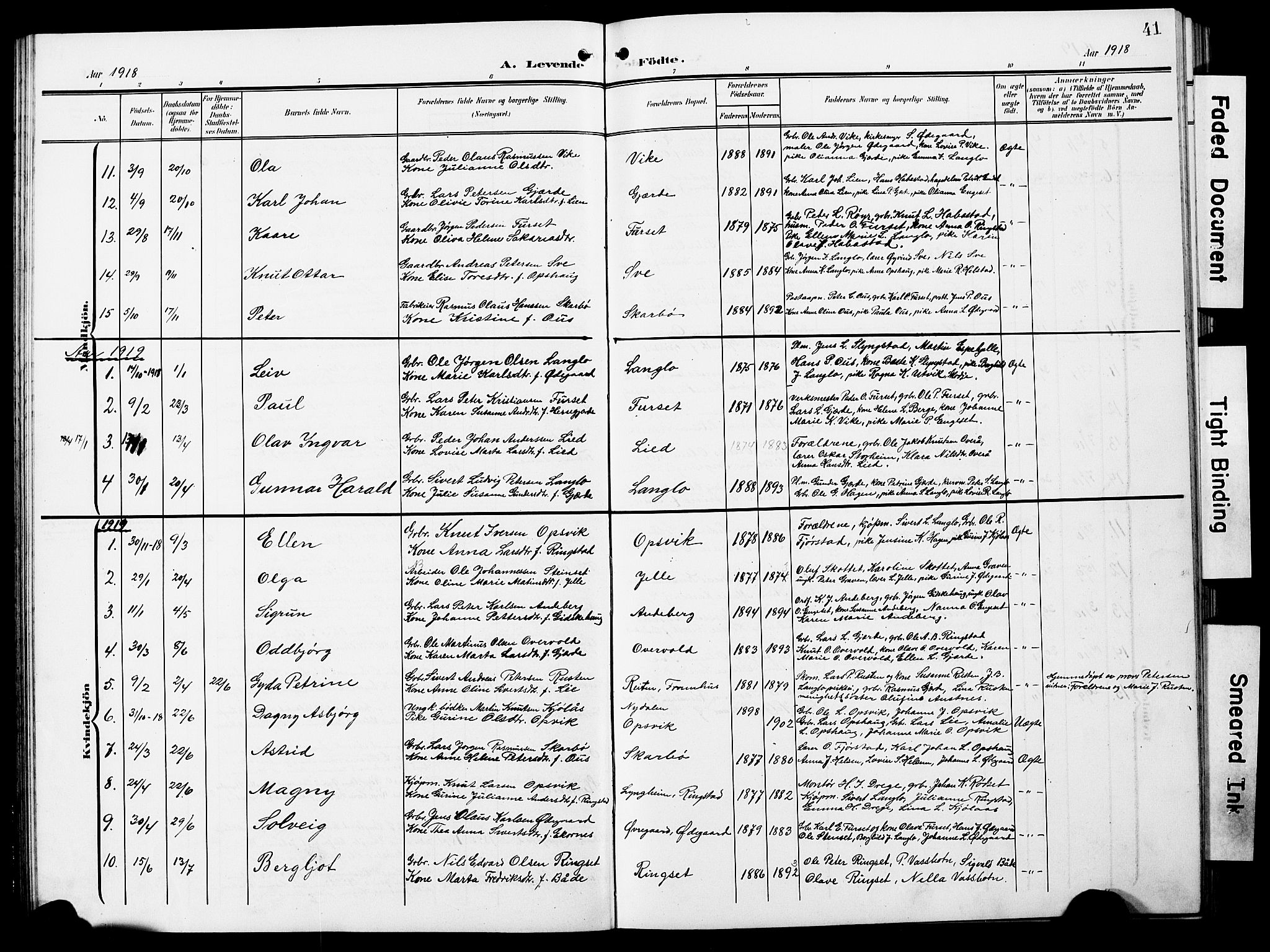 Ministerialprotokoller, klokkerbøker og fødselsregistre - Møre og Romsdal, SAT/A-1454/520/L0293: Klokkerbok nr. 520C05, 1902-1923, s. 41