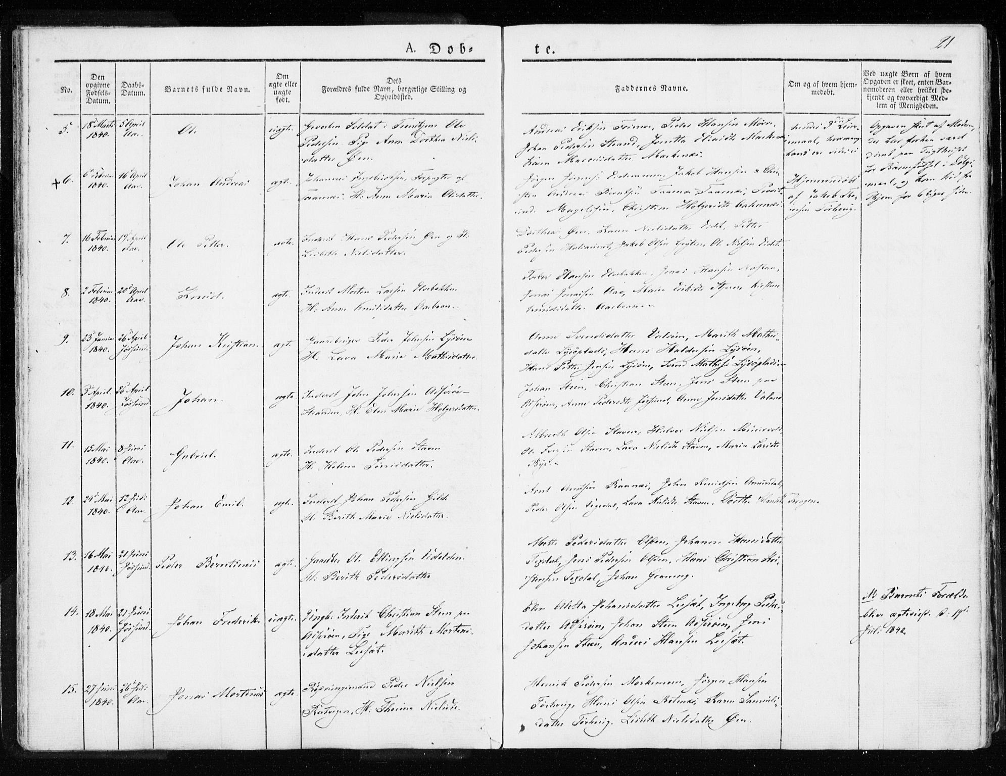 Ministerialprotokoller, klokkerbøker og fødselsregistre - Sør-Trøndelag, SAT/A-1456/655/L0676: Ministerialbok nr. 655A05, 1830-1847, s. 21