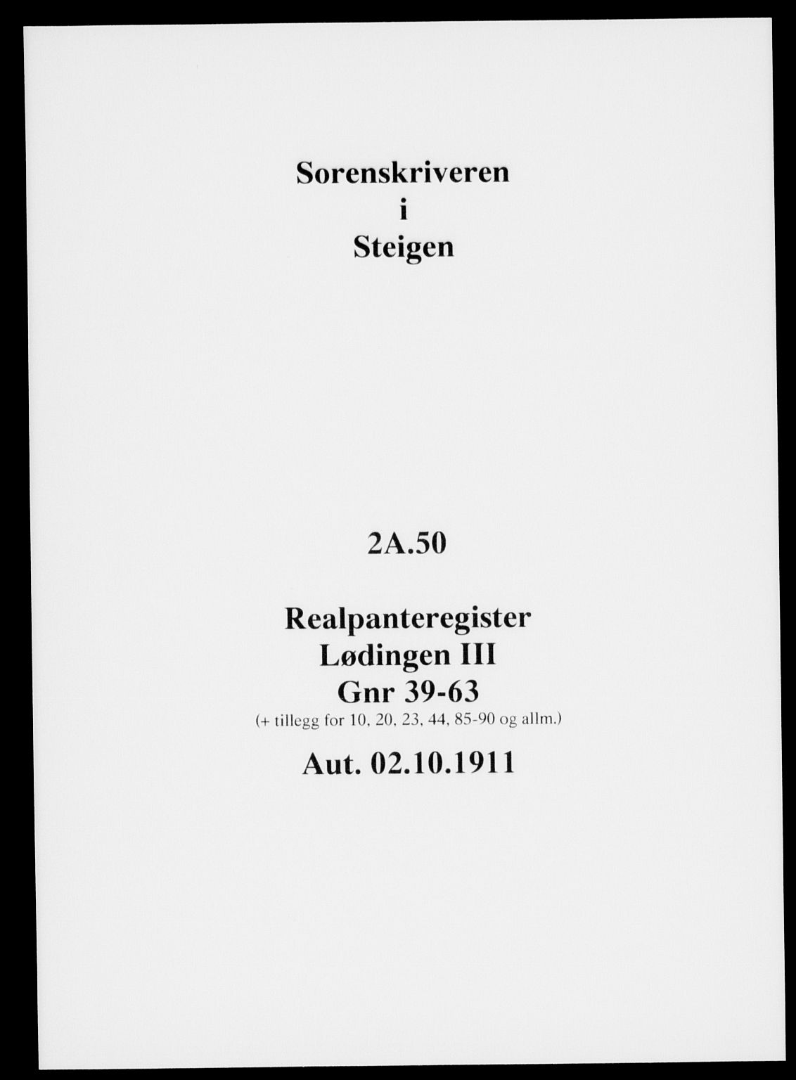 Steigen og Ofoten sorenskriveri, SAT/A-0030/1/2/2A/L0050: Panteregister nr. 50