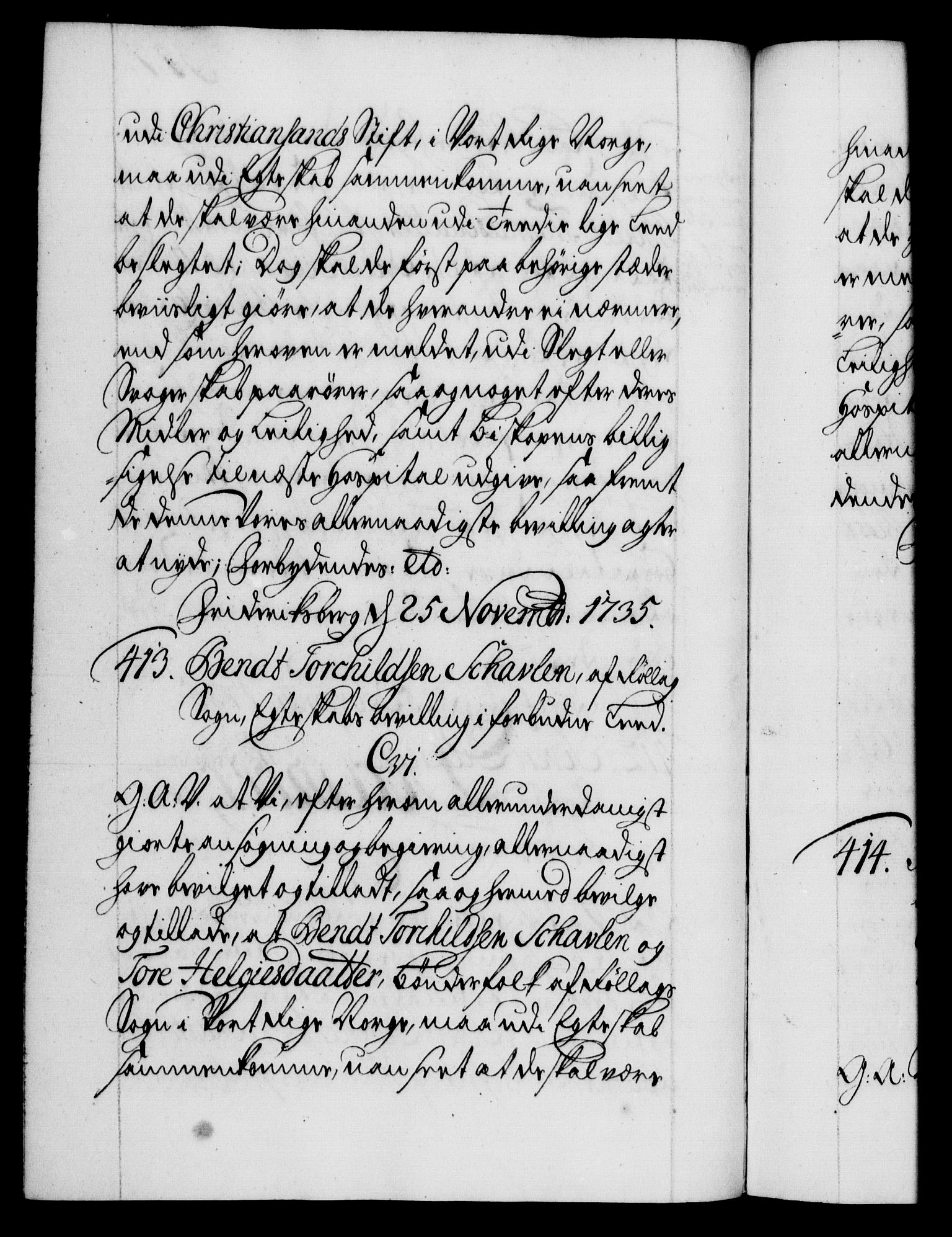 Danske Kanselli 1572-1799, RA/EA-3023/F/Fc/Fca/Fcaa/L0029: Norske registre, 1735-1736, s. 357b