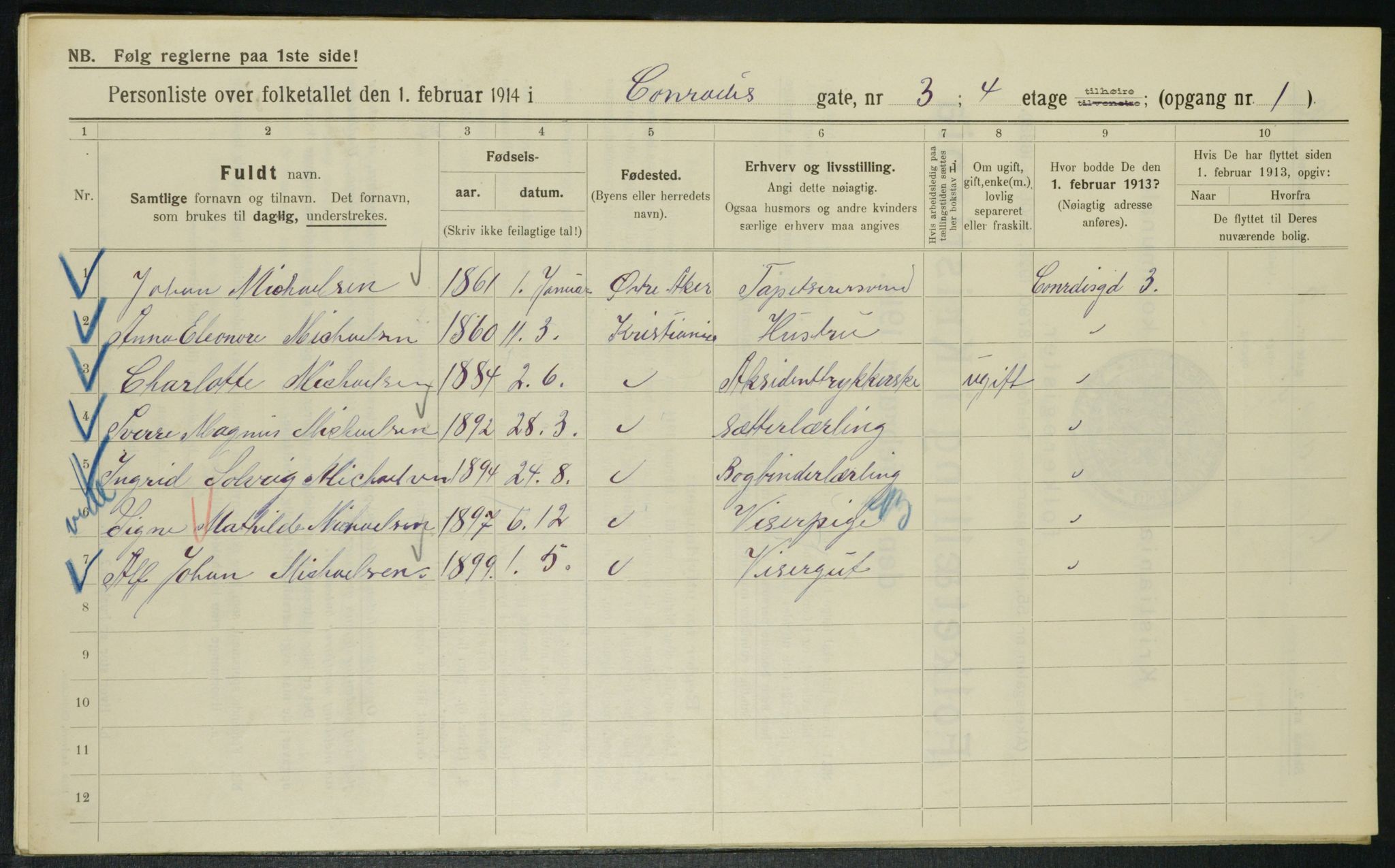 OBA, Kommunal folketelling 1.2.1914 for Kristiania, 1914, s. 13554