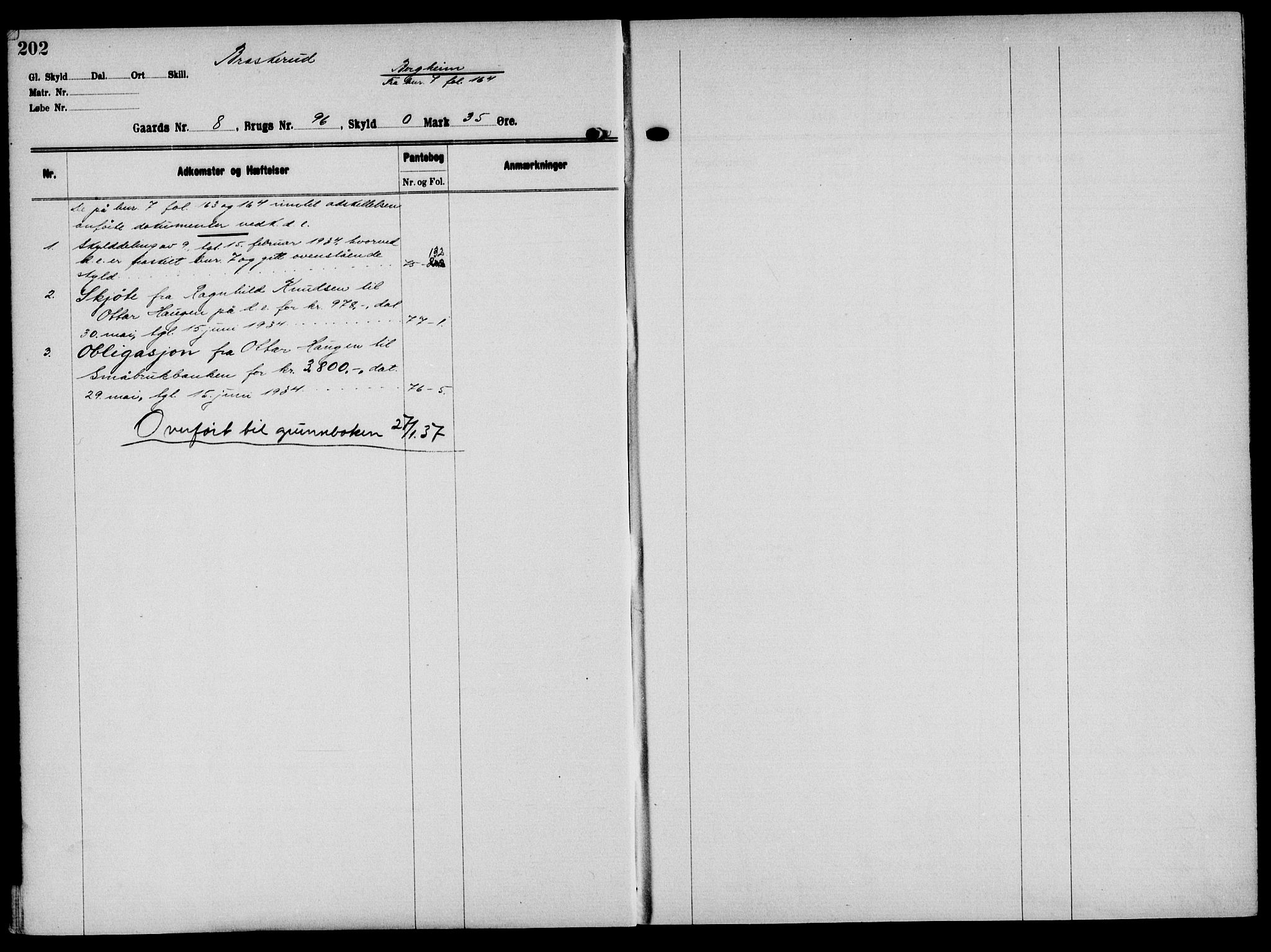 Solør tingrett, AV/SAH-TING-008/H/Ha/Hak/L0001: Panteregister nr. I, 1900-1935, s. 202