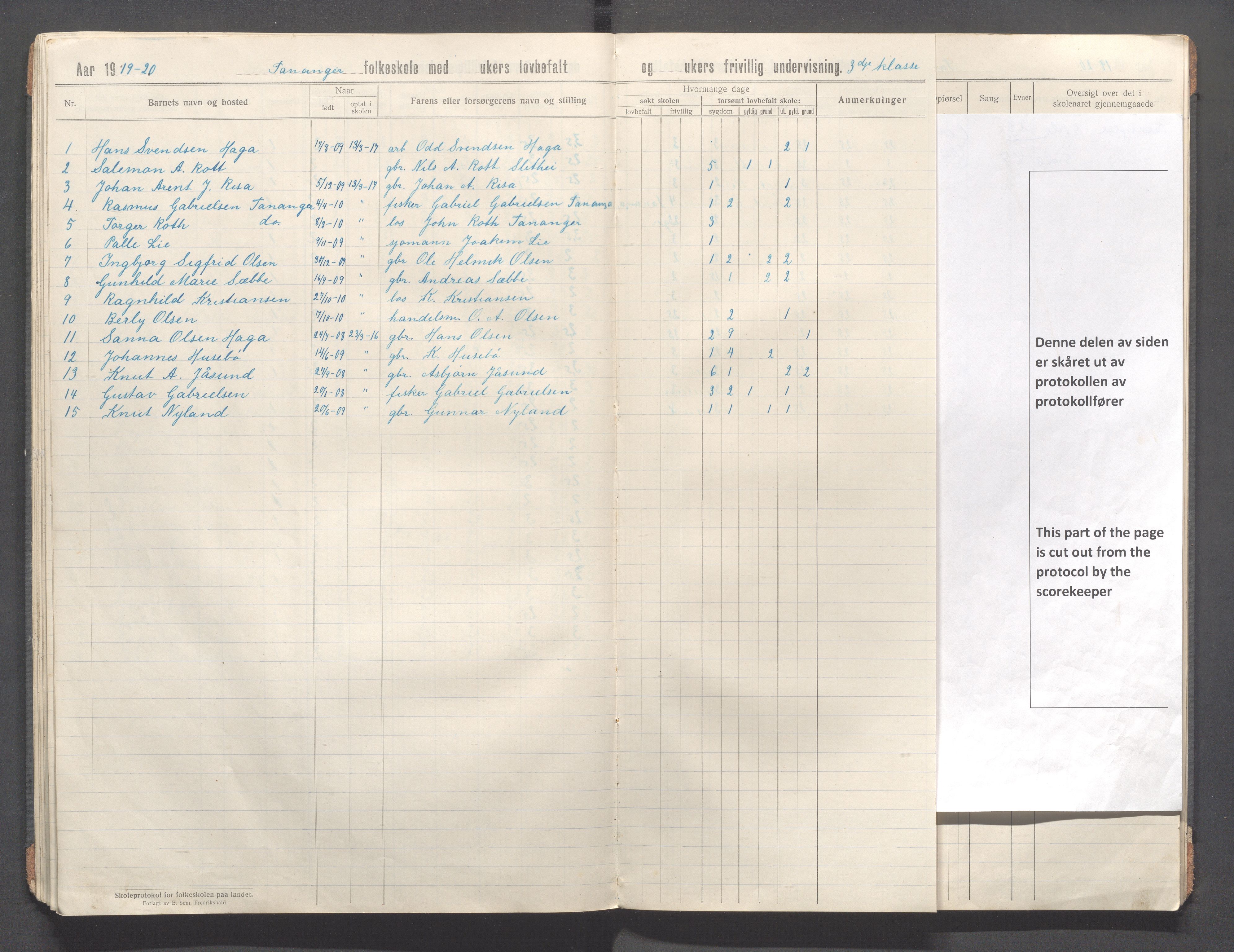 Håland kommune - Tananger skole, IKAR/K-102443/F/L0006: Skoleprotokoll, 1915-1920, s. 43