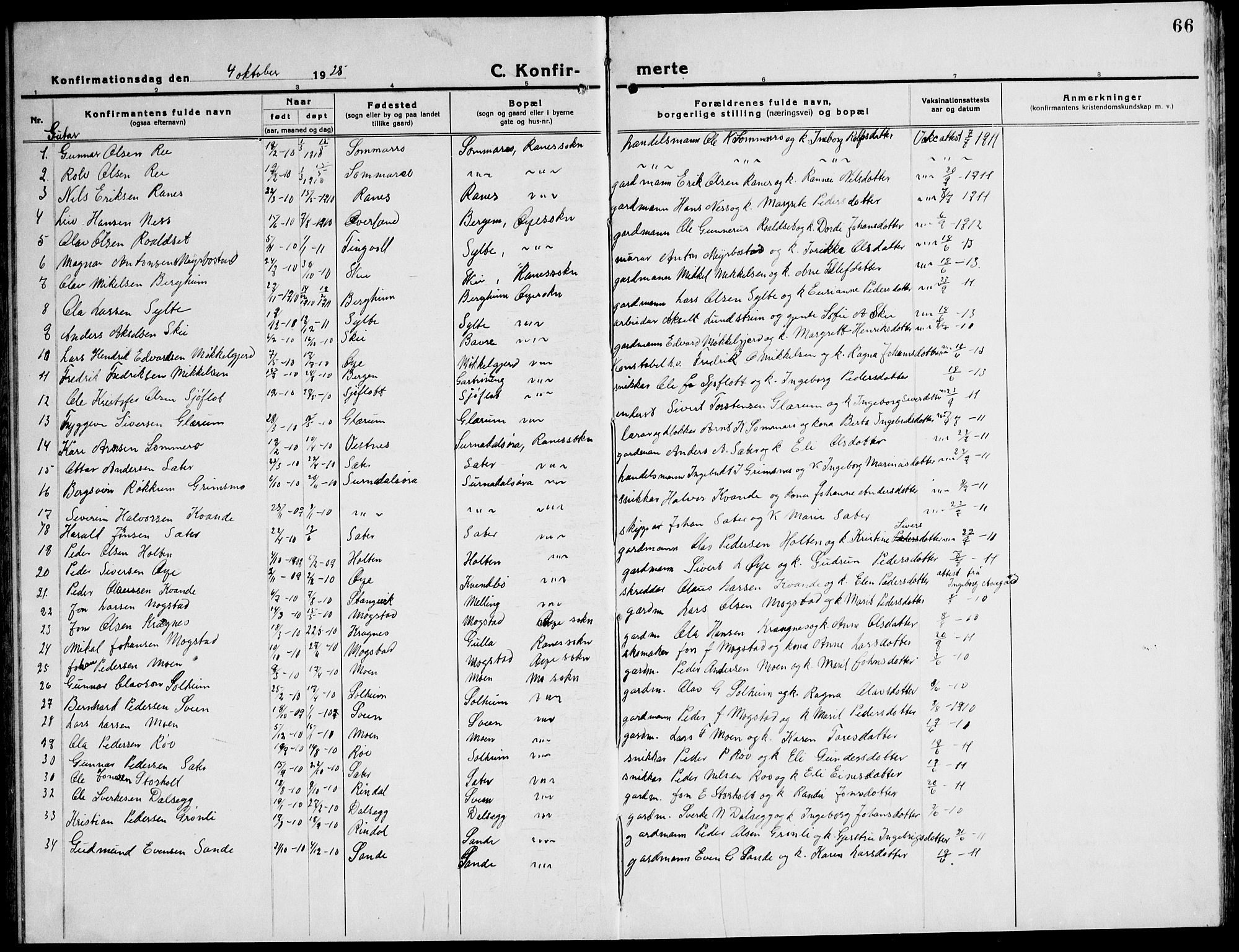 Ministerialprotokoller, klokkerbøker og fødselsregistre - Møre og Romsdal, AV/SAT-A-1454/596/L1060: Klokkerbok nr. 596C03, 1923-1944, s. 66