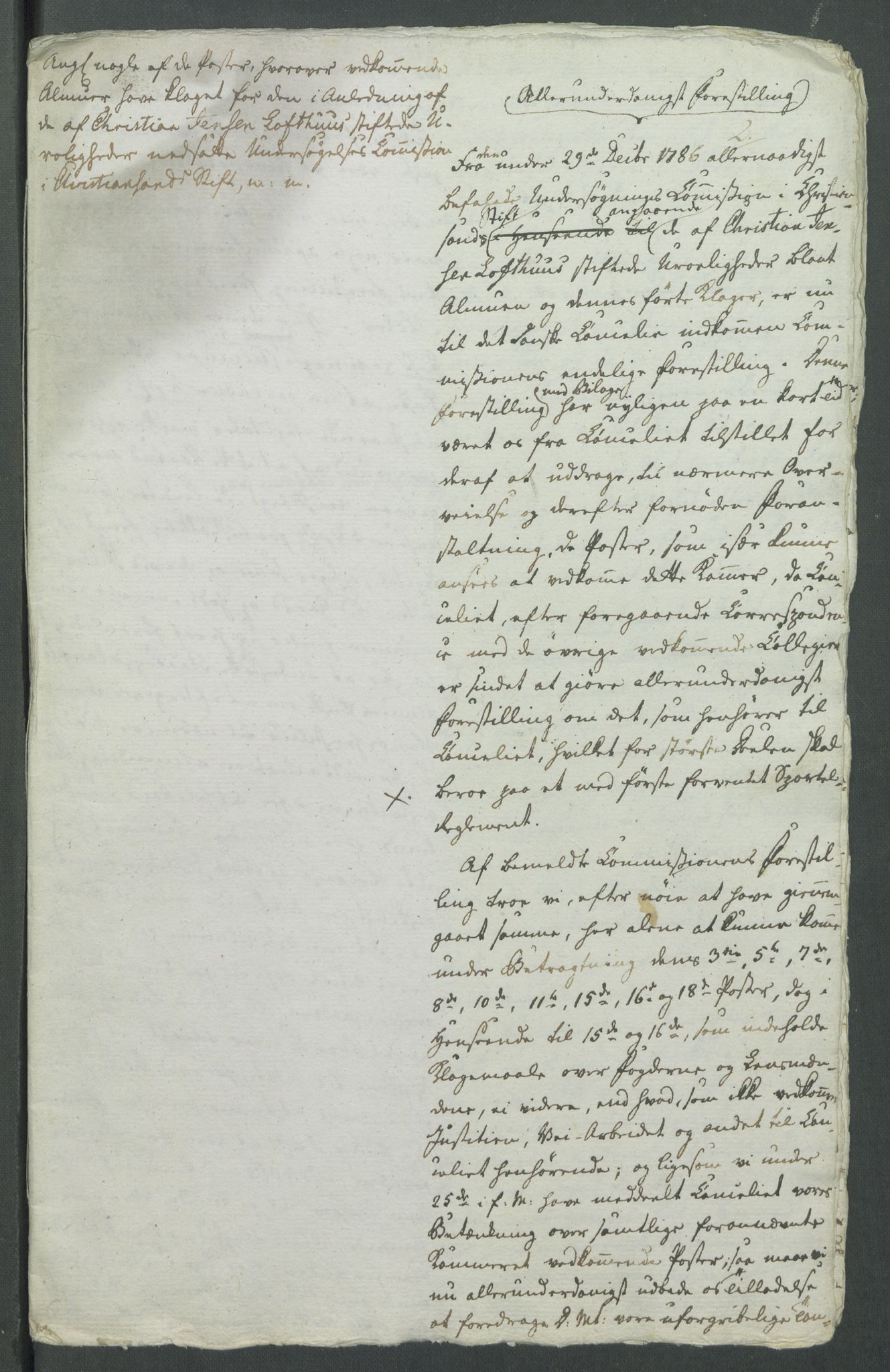 Rentekammeret inntil 1814, Realistisk ordnet avdeling, AV/RA-EA-4070/Od/L0001/0002: Oppløp / [Æ2]: Dokumenter om Lofthusurolighetene i Nedenes, 1786-1789, s. 10