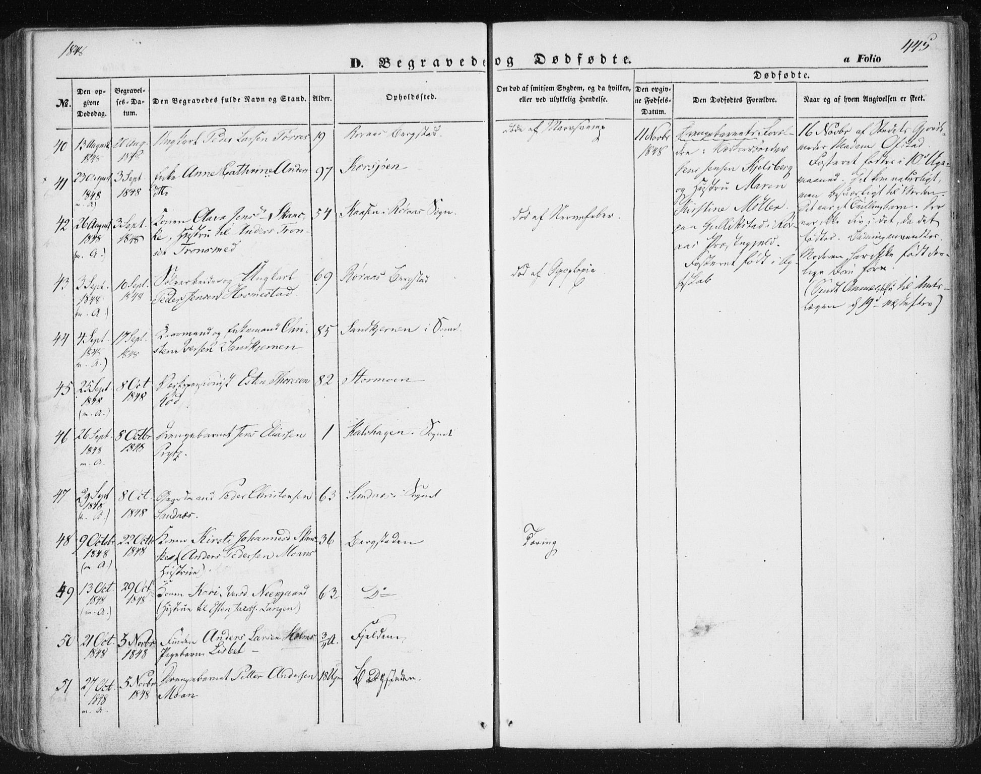 Ministerialprotokoller, klokkerbøker og fødselsregistre - Sør-Trøndelag, SAT/A-1456/681/L0931: Ministerialbok nr. 681A09, 1845-1859, s. 445