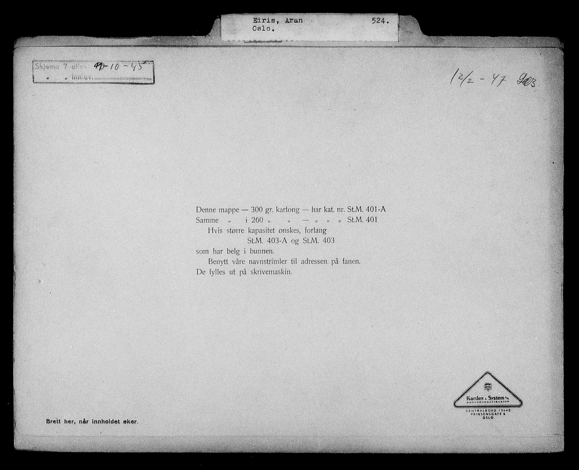 Justisdepartementet, Tilbakeføringskontoret for inndratte formuer, AV/RA-S-1564/H/Hc/Hcc/L0932: --, 1945-1947, s. 477