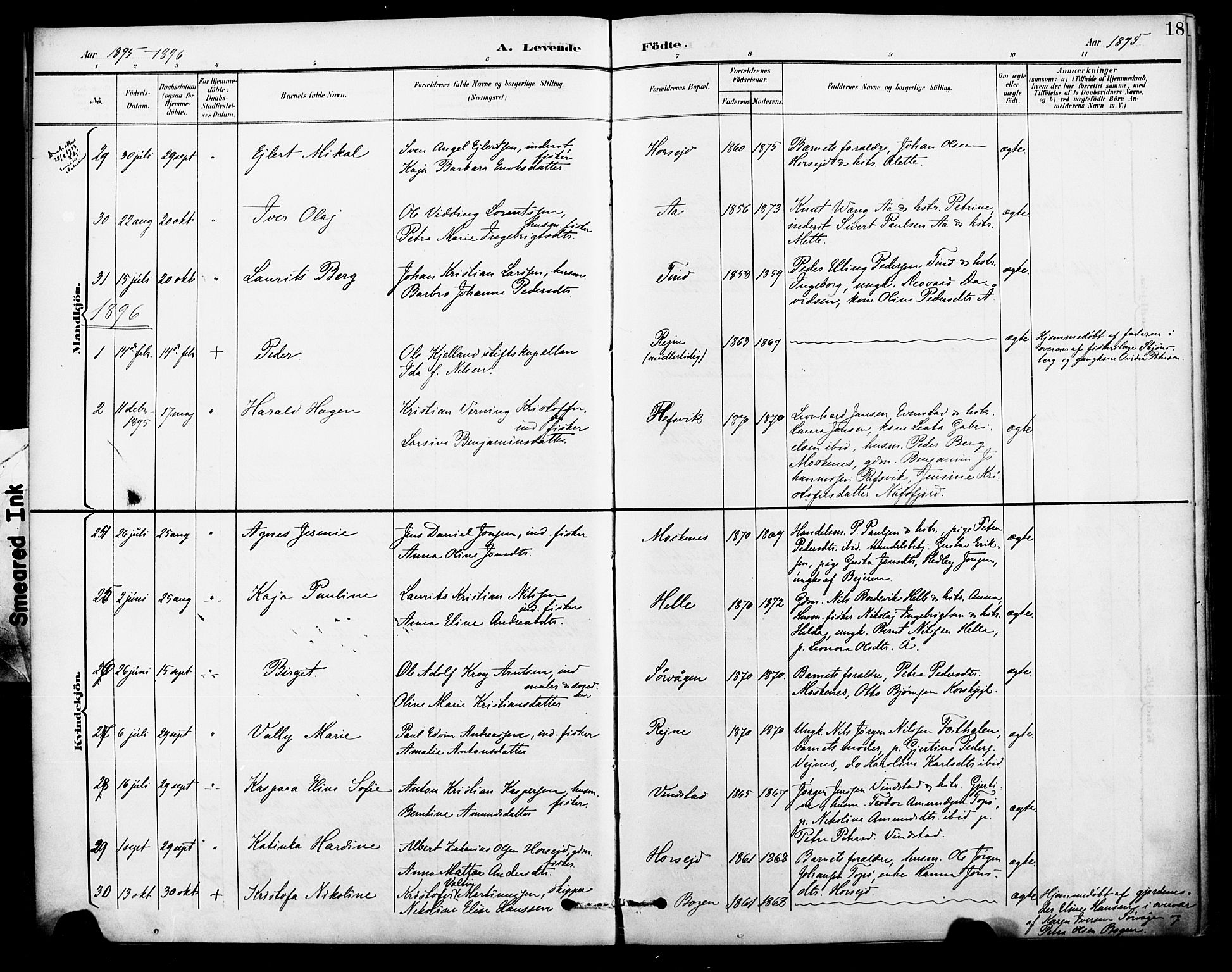 Ministerialprotokoller, klokkerbøker og fødselsregistre - Nordland, AV/SAT-A-1459/886/L1220: Ministerialbok nr. 886A02, 1892-1903, s. 18