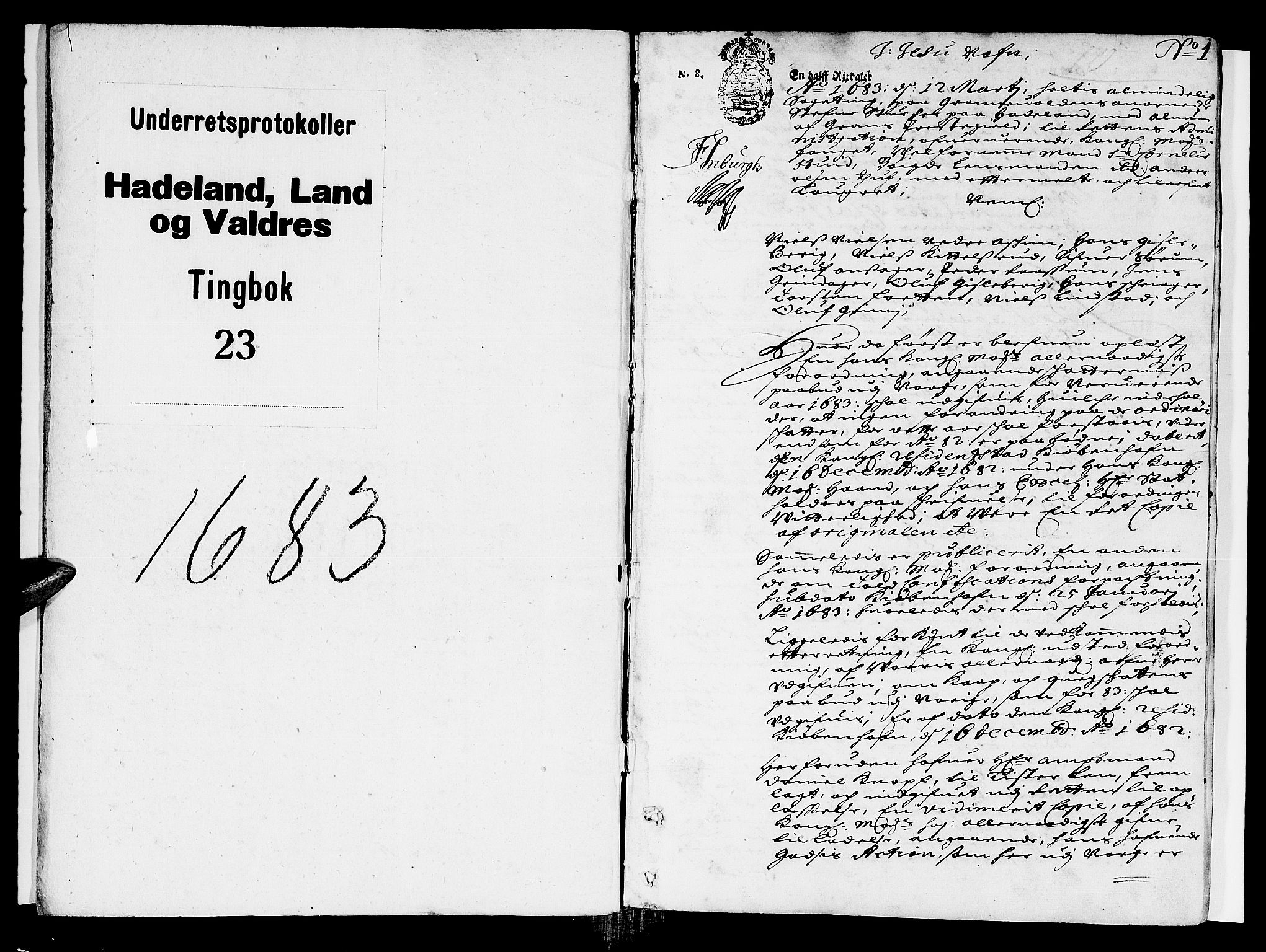 Hadeland, Land og Valdres sorenskriveri, SAH/TING-028/G/Gb/L0023: Tingbok, 1683-1684, s. 0b-1a