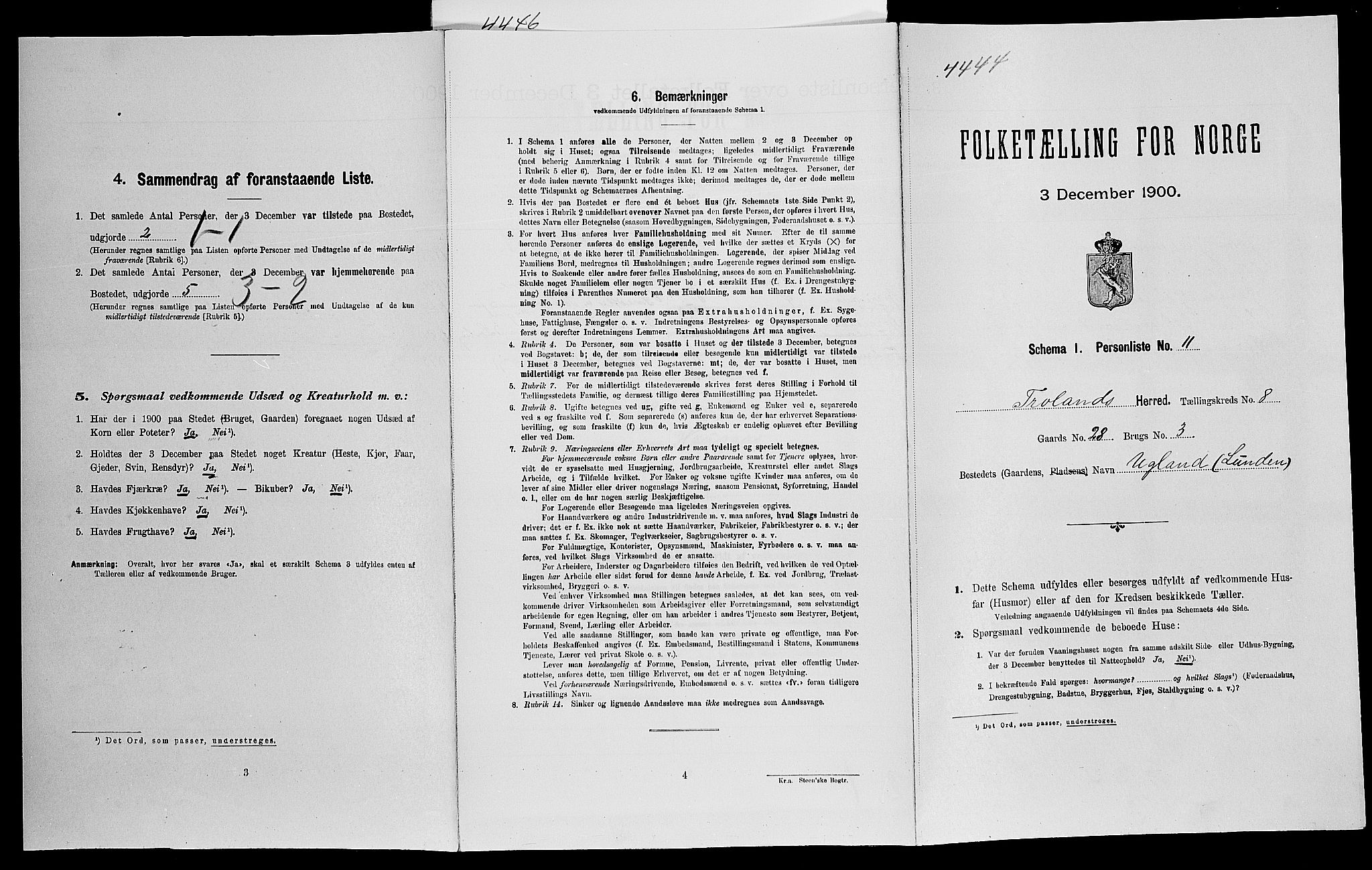 SAK, Folketelling 1900 for 0919 Froland herred, 1900, s. 580