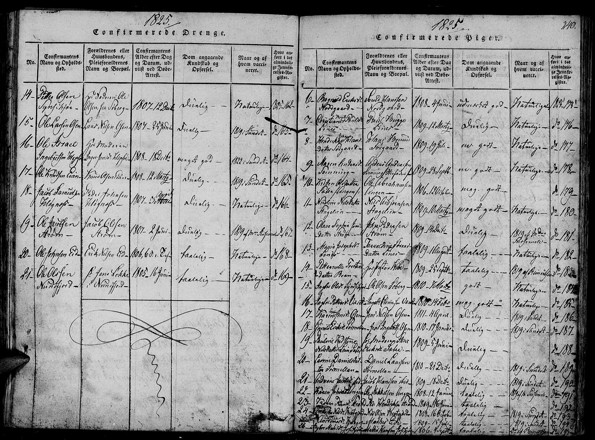 Ministerialprotokoller, klokkerbøker og fødselsregistre - Sør-Trøndelag, AV/SAT-A-1456/657/L0702: Ministerialbok nr. 657A03, 1818-1831, s. 240