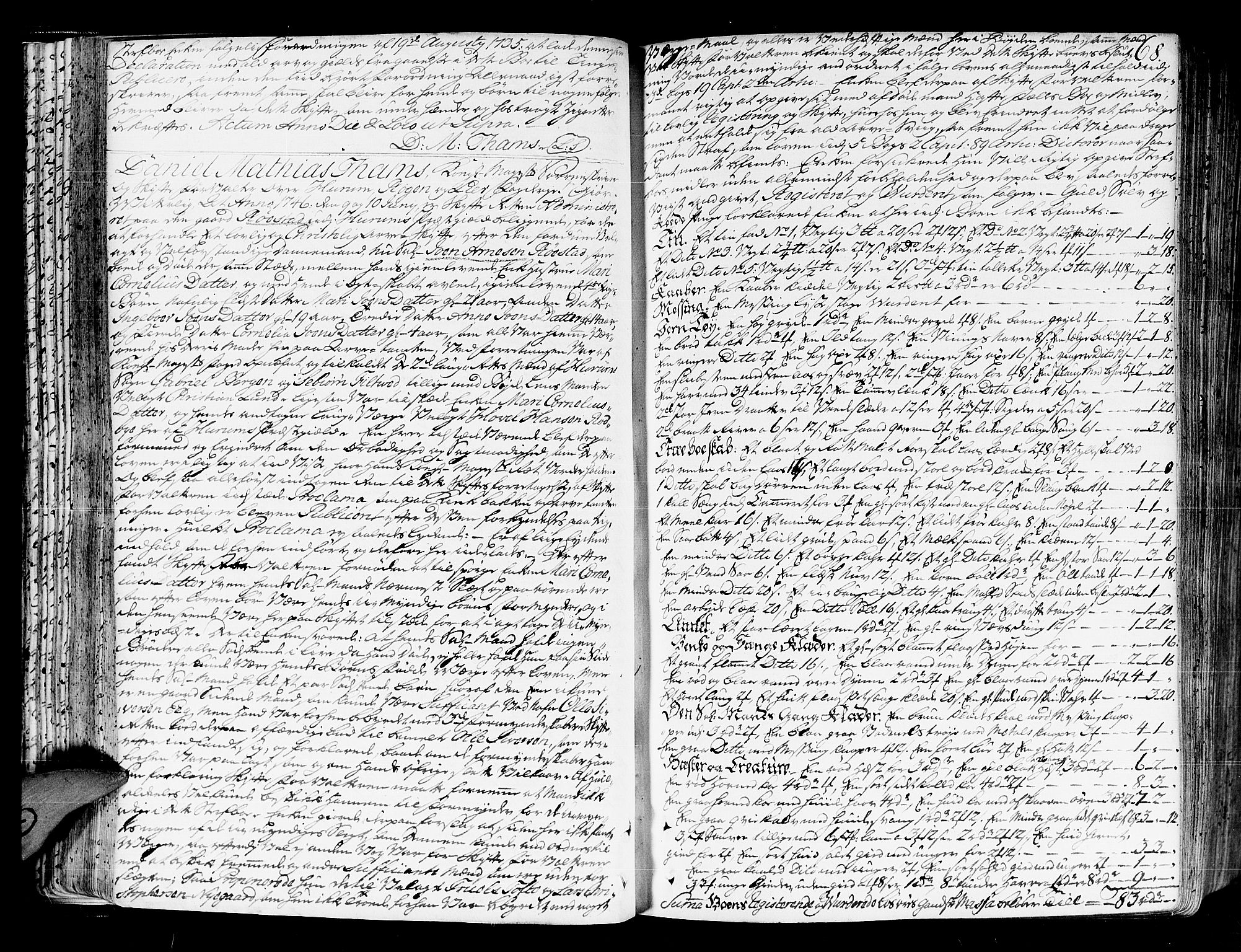 Lier, Røyken og Hurum sorenskriveri, SAKO/A-89/H/Hc/L0004: Skifteprotokoll, 1745-1761, s. 67b-68a