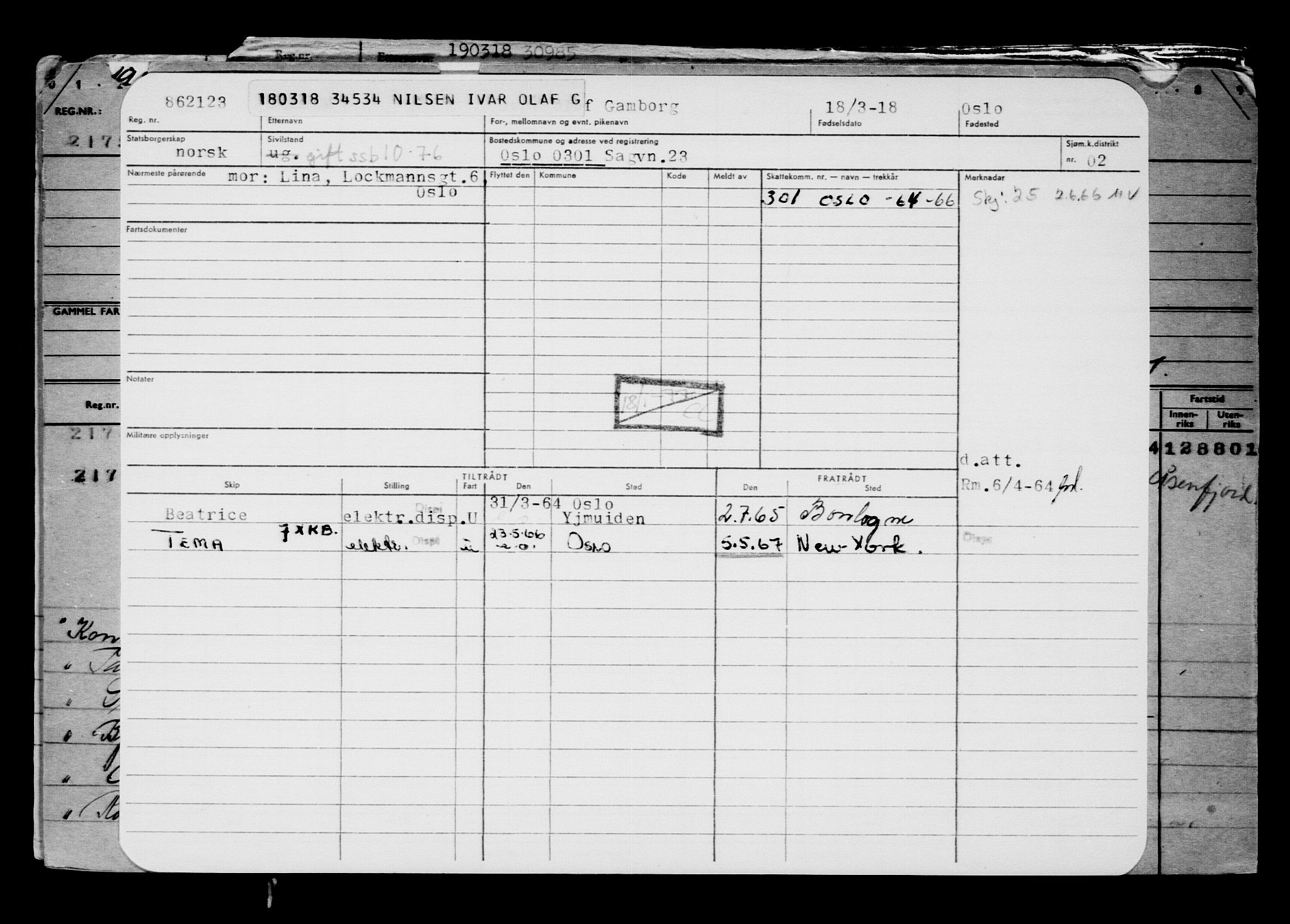 Direktoratet for sjømenn, AV/RA-S-3545/G/Gb/L0156: Hovedkort, 1918, s. 410