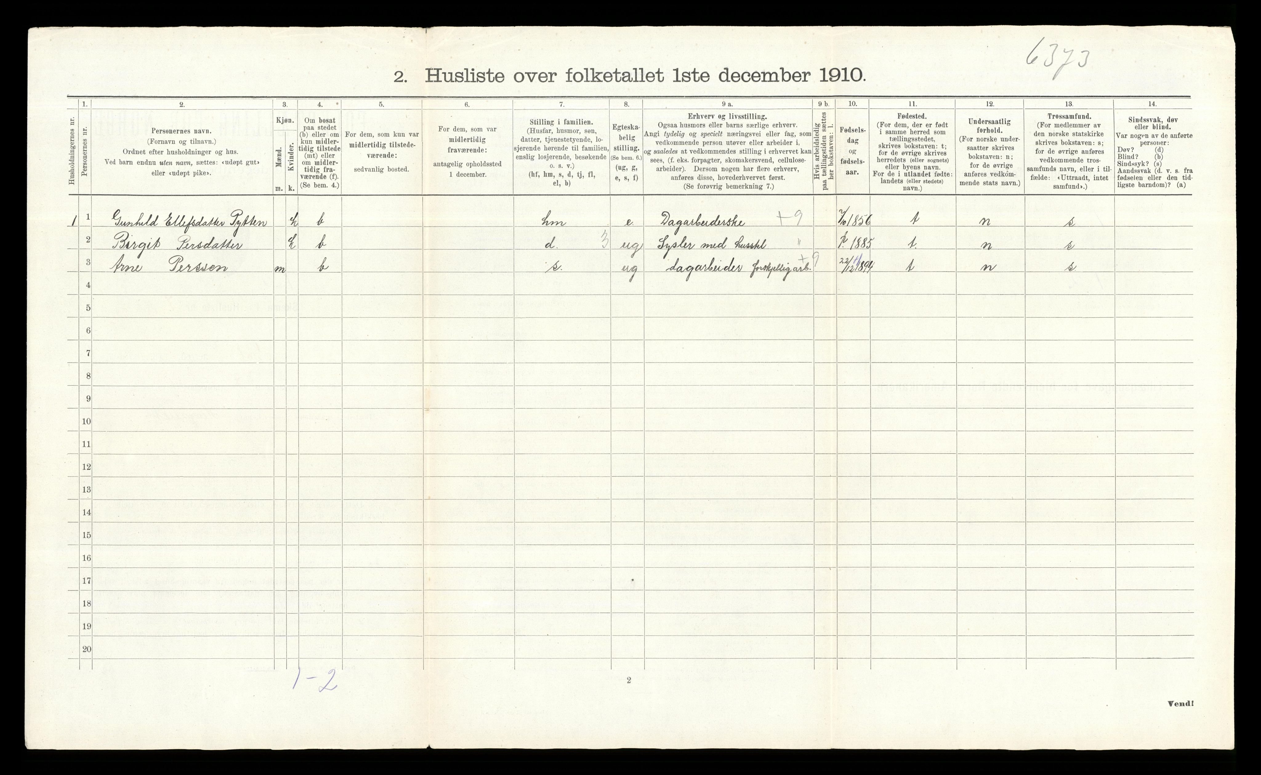 RA, Folketelling 1910 for 0617 Gol herred, 1910, s. 45