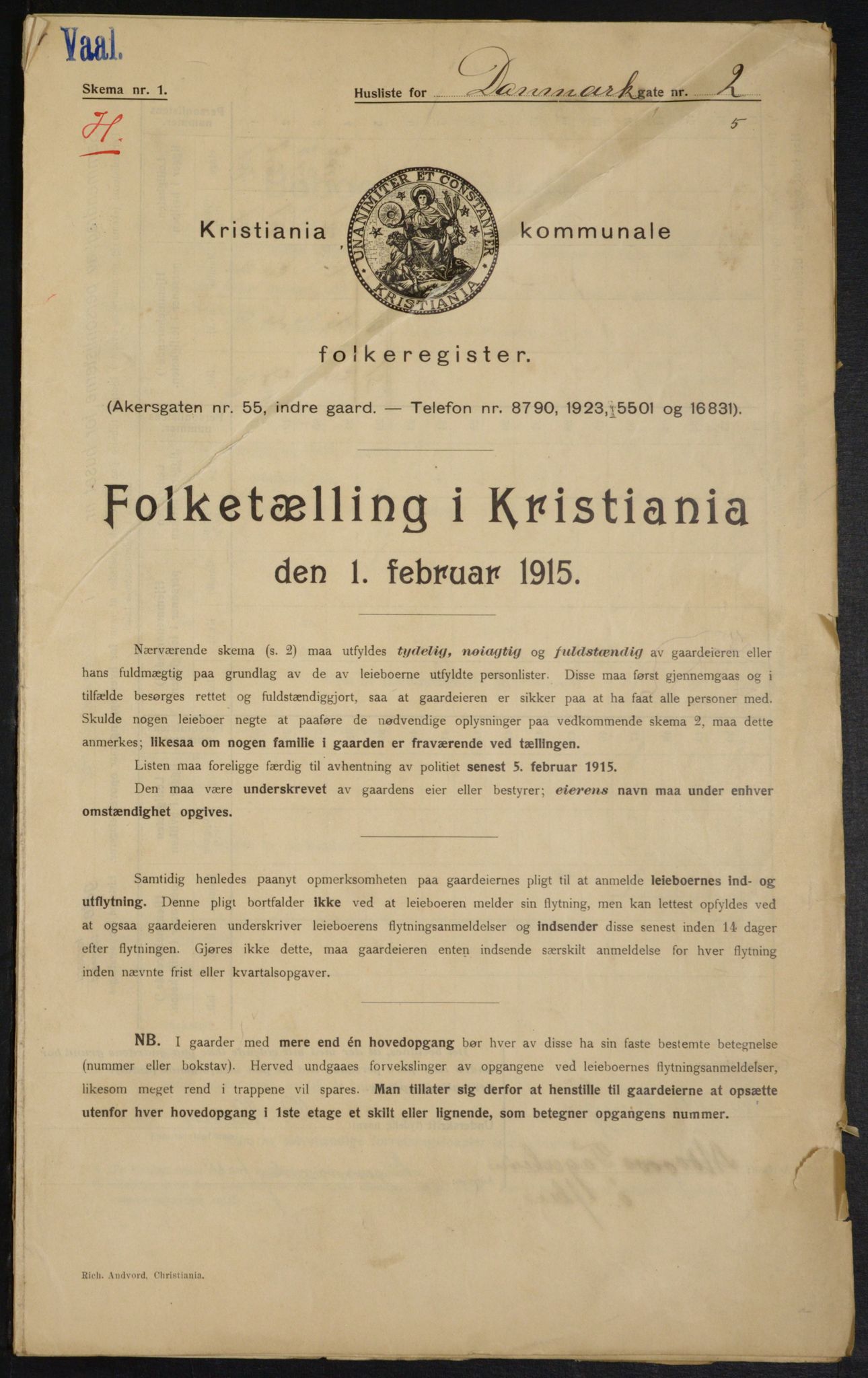 OBA, Kommunal folketelling 1.2.1915 for Kristiania, 1915, s. 14556