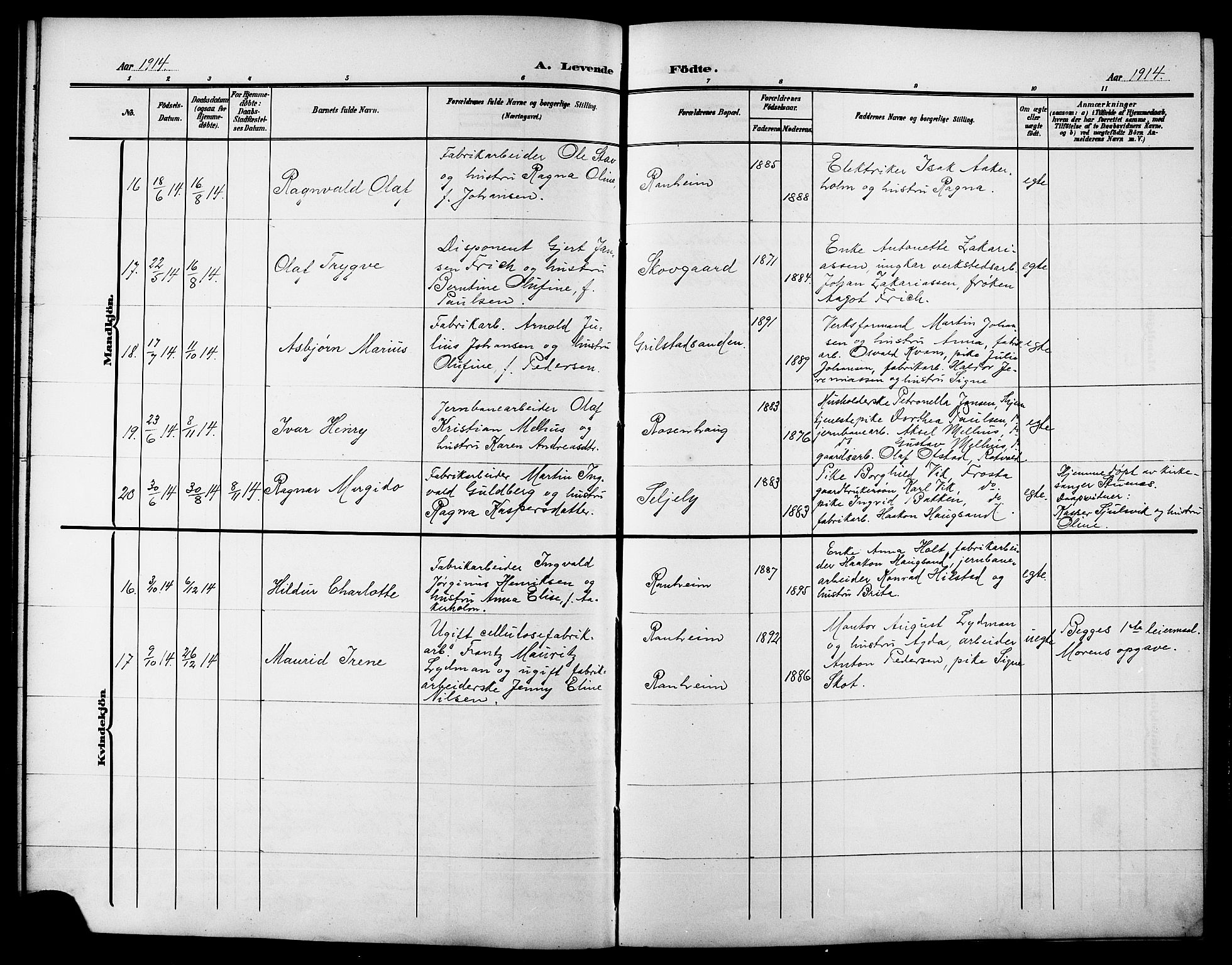 Ministerialprotokoller, klokkerbøker og fødselsregistre - Sør-Trøndelag, AV/SAT-A-1456/615/L0400: Klokkerbok nr. 615C01, 1905-1921