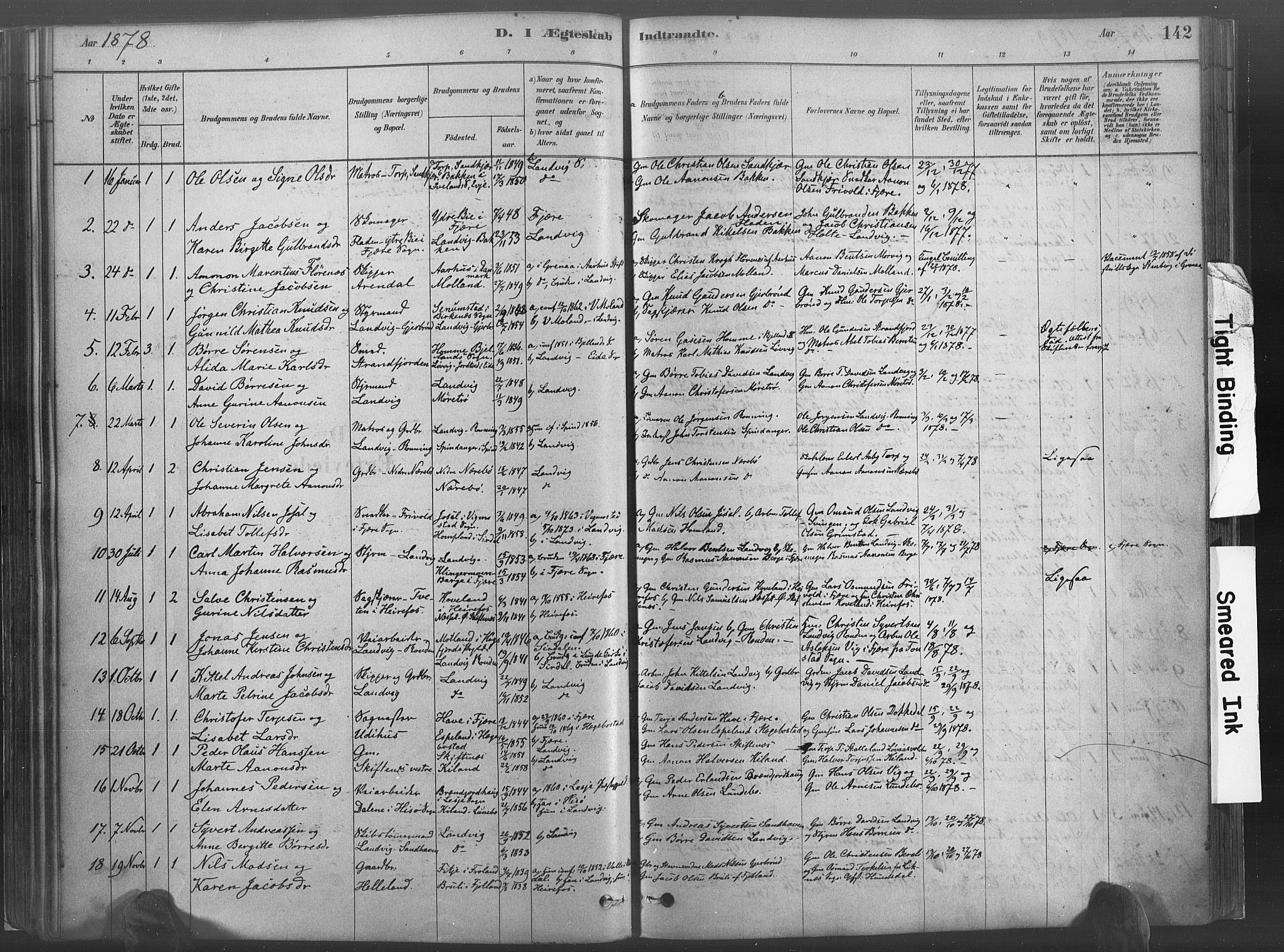 Hommedal sokneprestkontor, AV/SAK-1111-0023/F/Fa/Fab/L0006: Ministerialbok nr. A 6, 1878-1897, s. 142