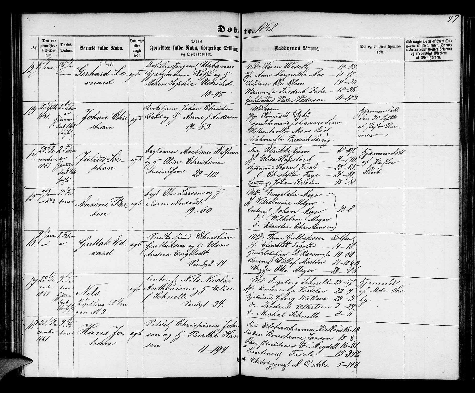 Korskirken sokneprestembete, AV/SAB-A-76101/H/Hab: Klokkerbok nr. B 4, 1858-1863, s. 97