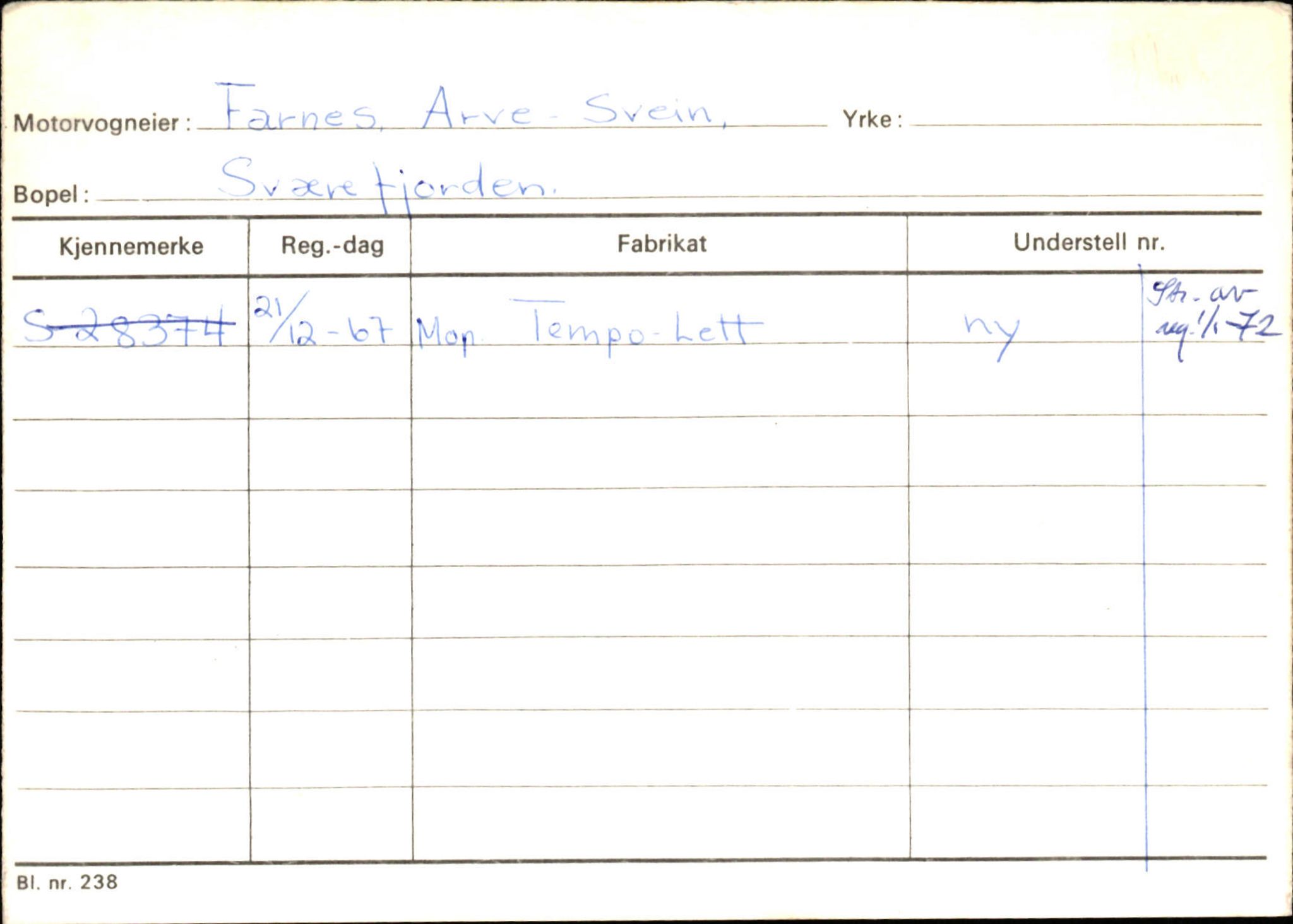 Statens vegvesen, Sogn og Fjordane vegkontor, AV/SAB-A-5301/4/F/L0132: Eigarregister Askvoll A-Å. Balestrand A-Å, 1945-1975, s. 1696