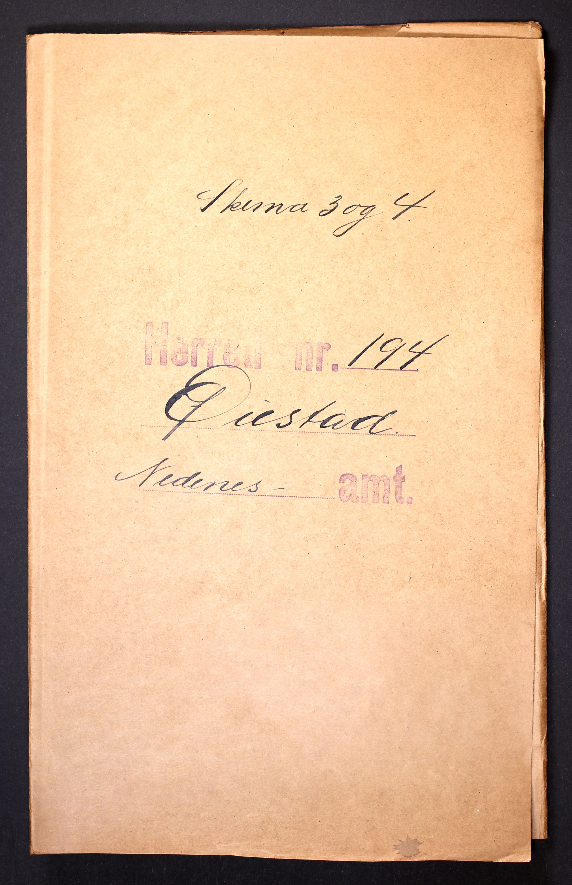 RA, Folketelling 1910 for 0920 Øyestad herred, 1910, s. 1