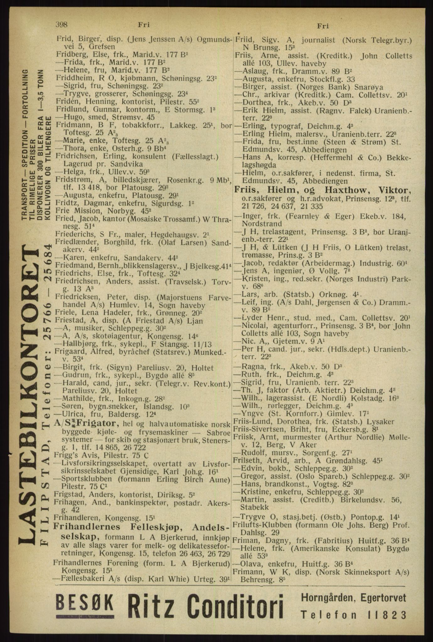 Kristiania/Oslo adressebok, PUBL/-, 1933, s. 398
