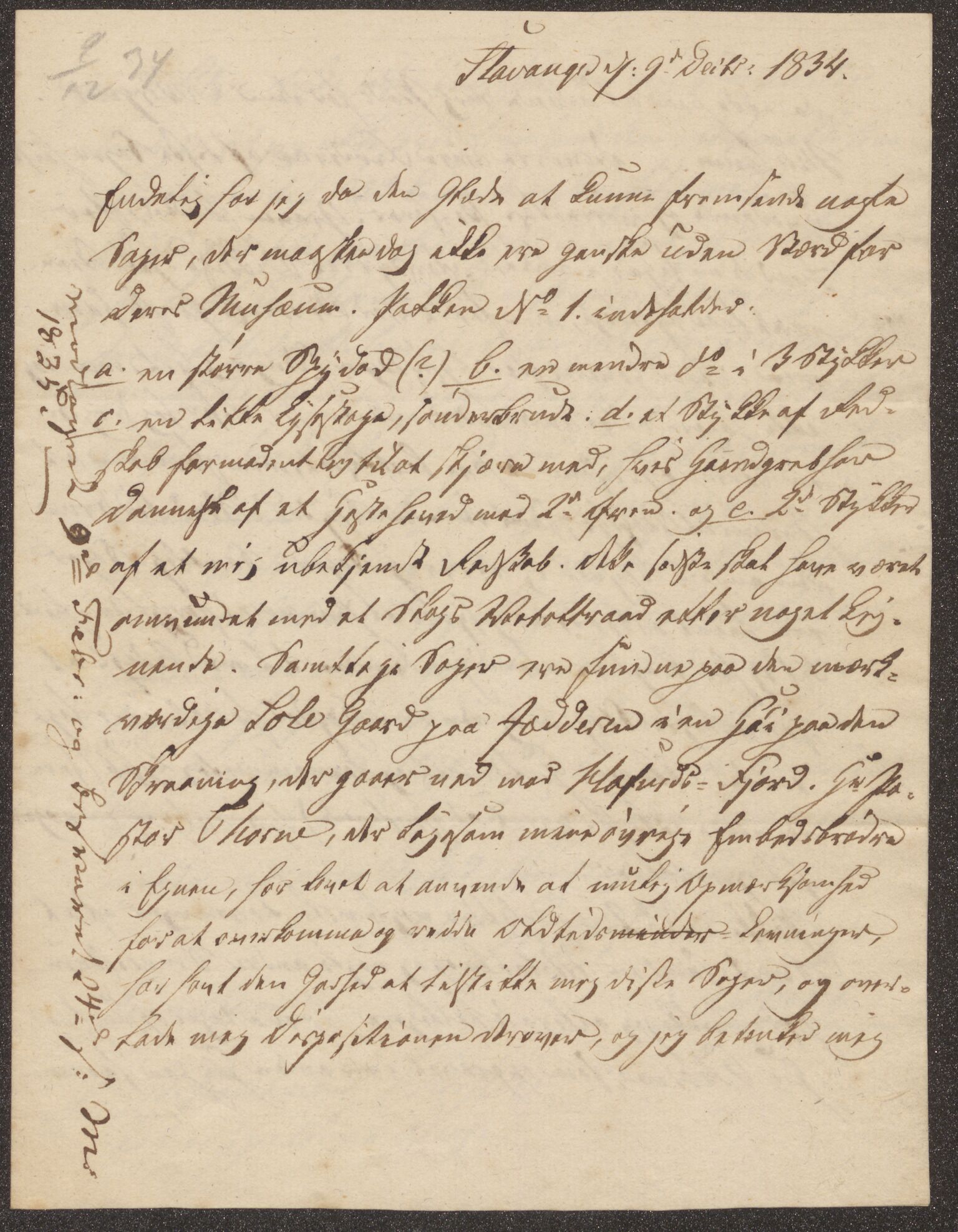 Bergens Museum, UMB/A007/D/Da/L0007/0001: Brevsamling 1834 - 1835 / Brevsamling 1834, 1834