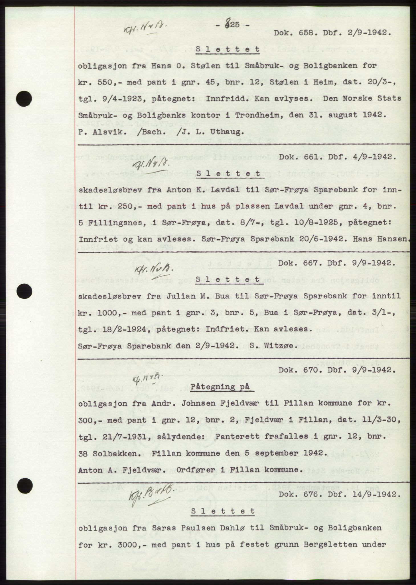 Hitra sorenskriveri, AV/SAT-A-0018/2/2C/2Ca: Pantebok nr. C1, 1936-1945, Dagboknr: 658/1942